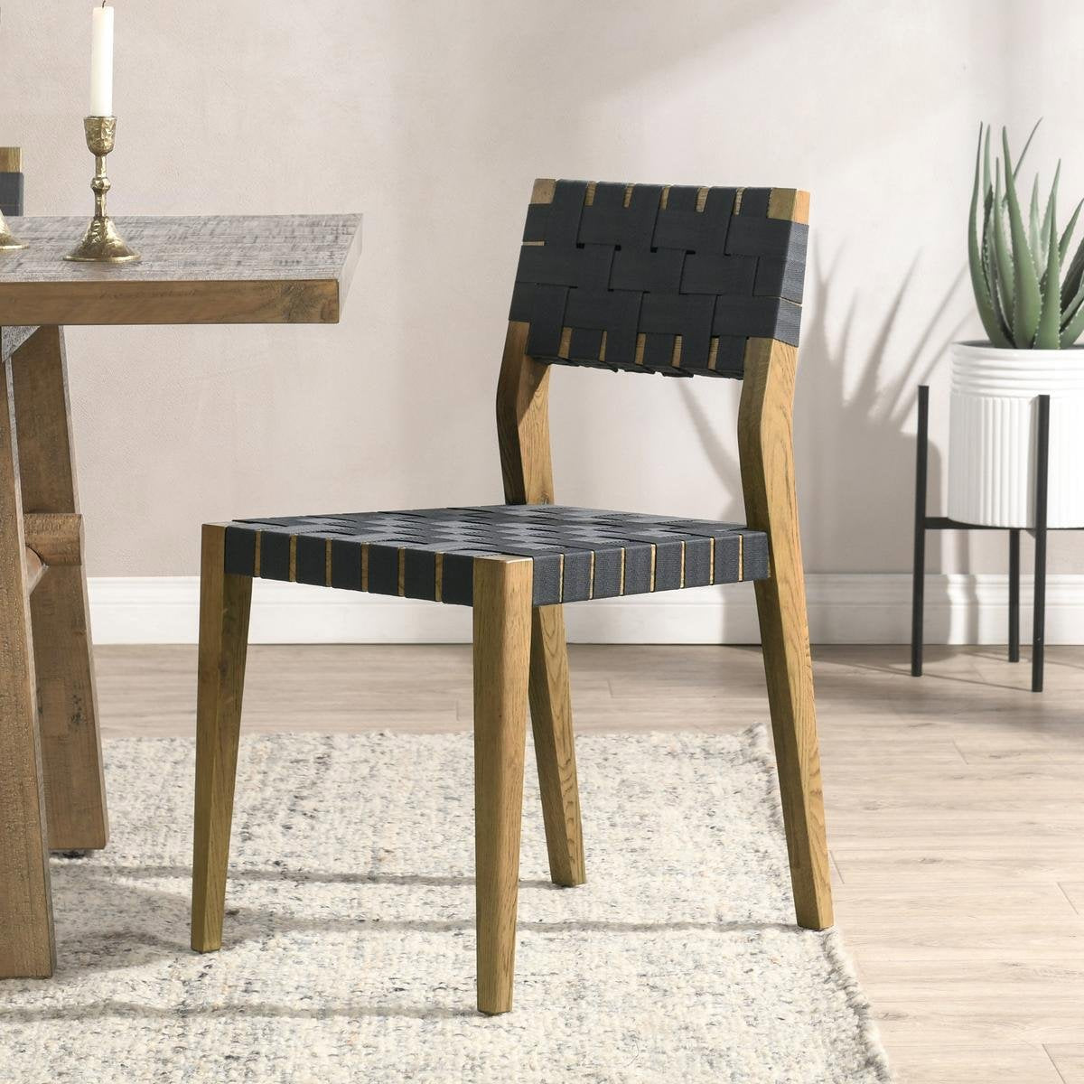 Orlando Oak Wood Set of 2 Dining Chair - Mossed Brown