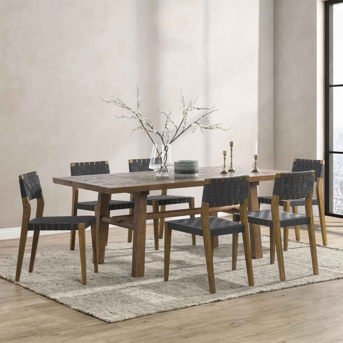 Orlando Oak Wood Set of 2 Dining Chair - Mossed Brown