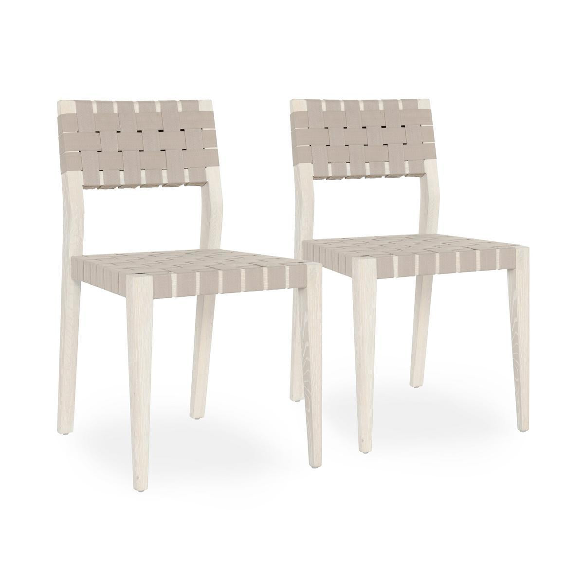 Orlando Dining Chair Set of 2 - Milk White with Taupe