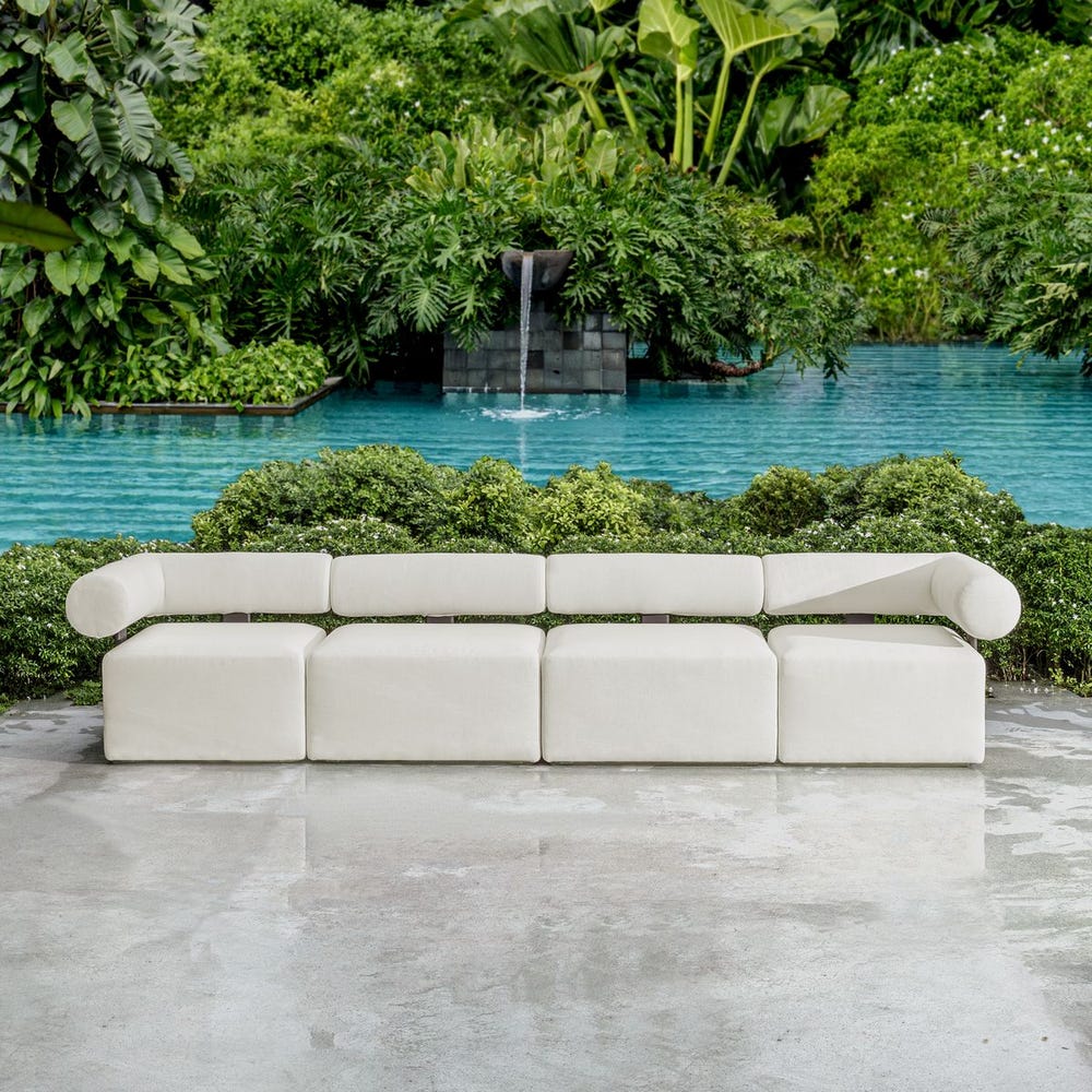 Uttermost Bolster Back White Armless Outdoor Sofa
