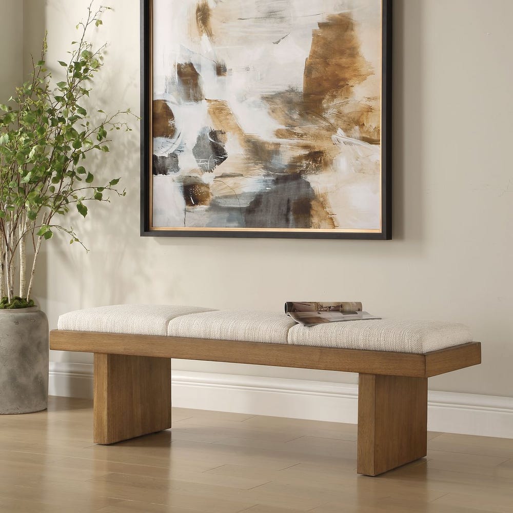 Uttermost Haden White Upholstery Bench