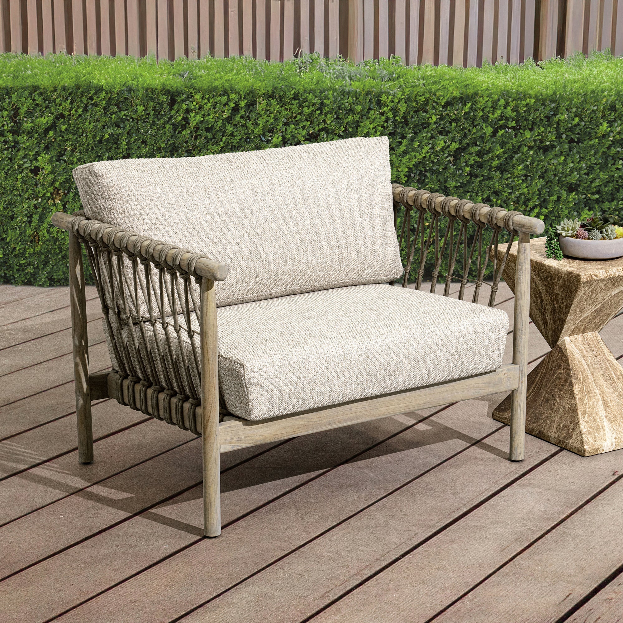 Leo Outdoor Accent Chair - Taupe