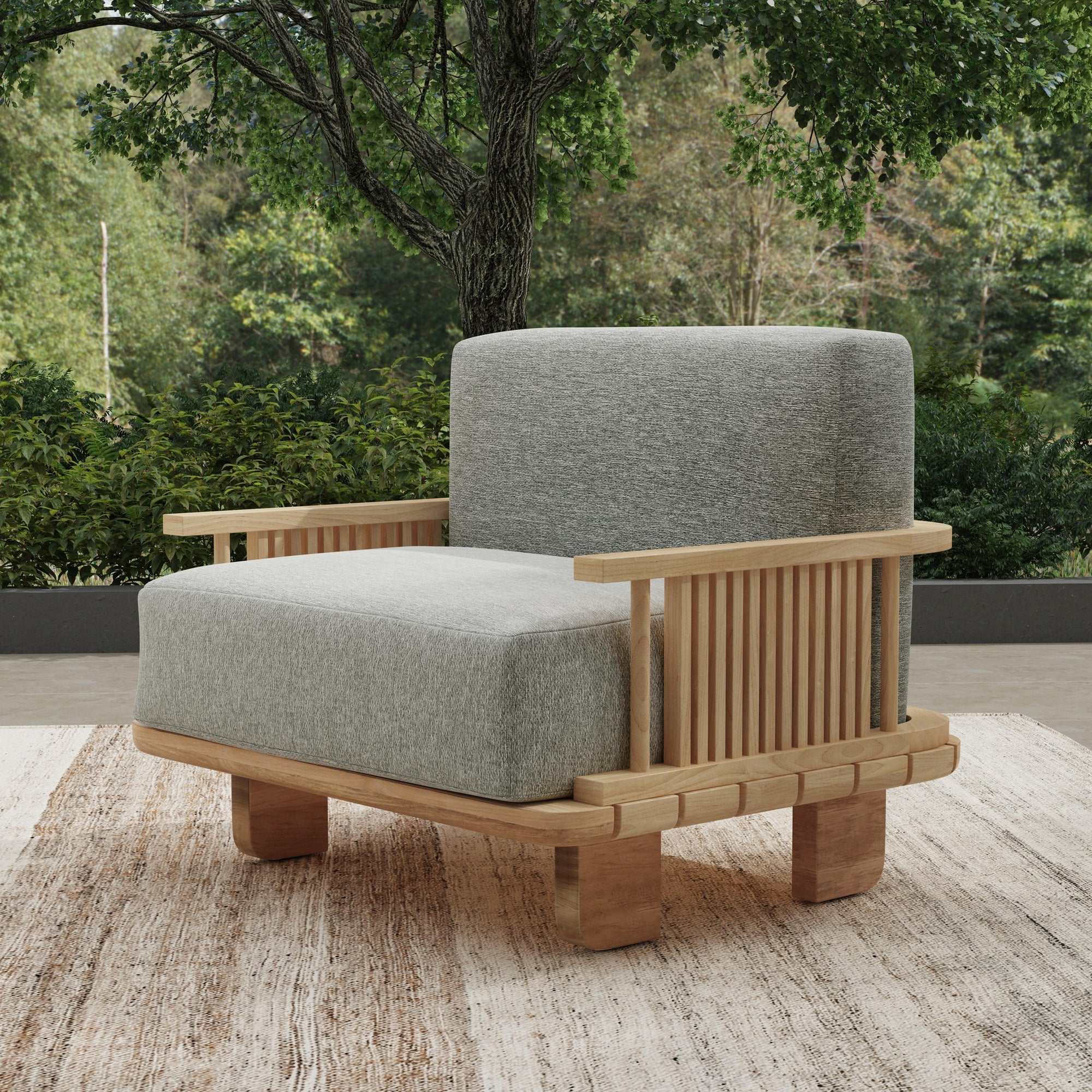 Hudson Outdoor Accent Chair - Natural with Gray