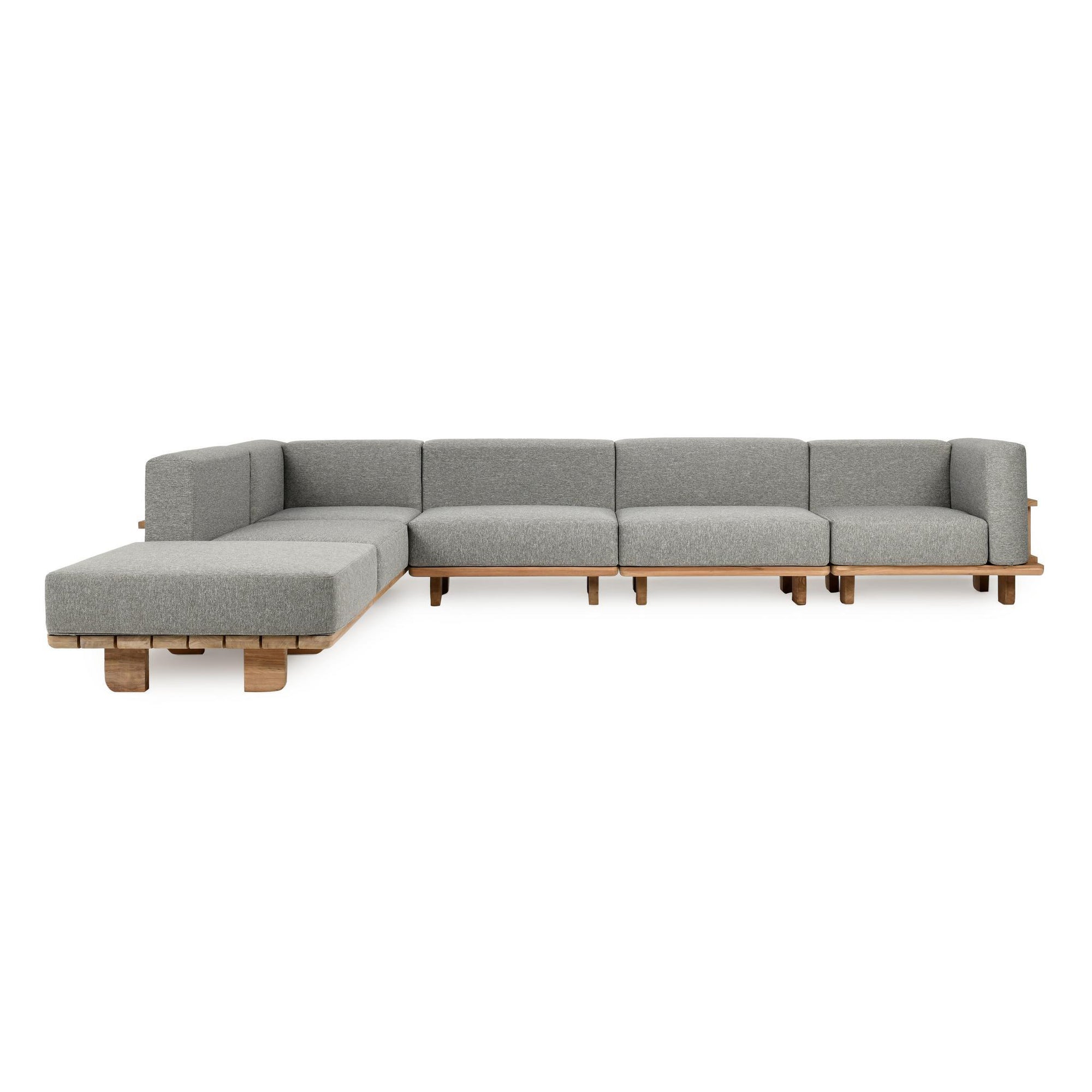 Hudson Outdoor 6 Piece Sectional - Natural with Gray