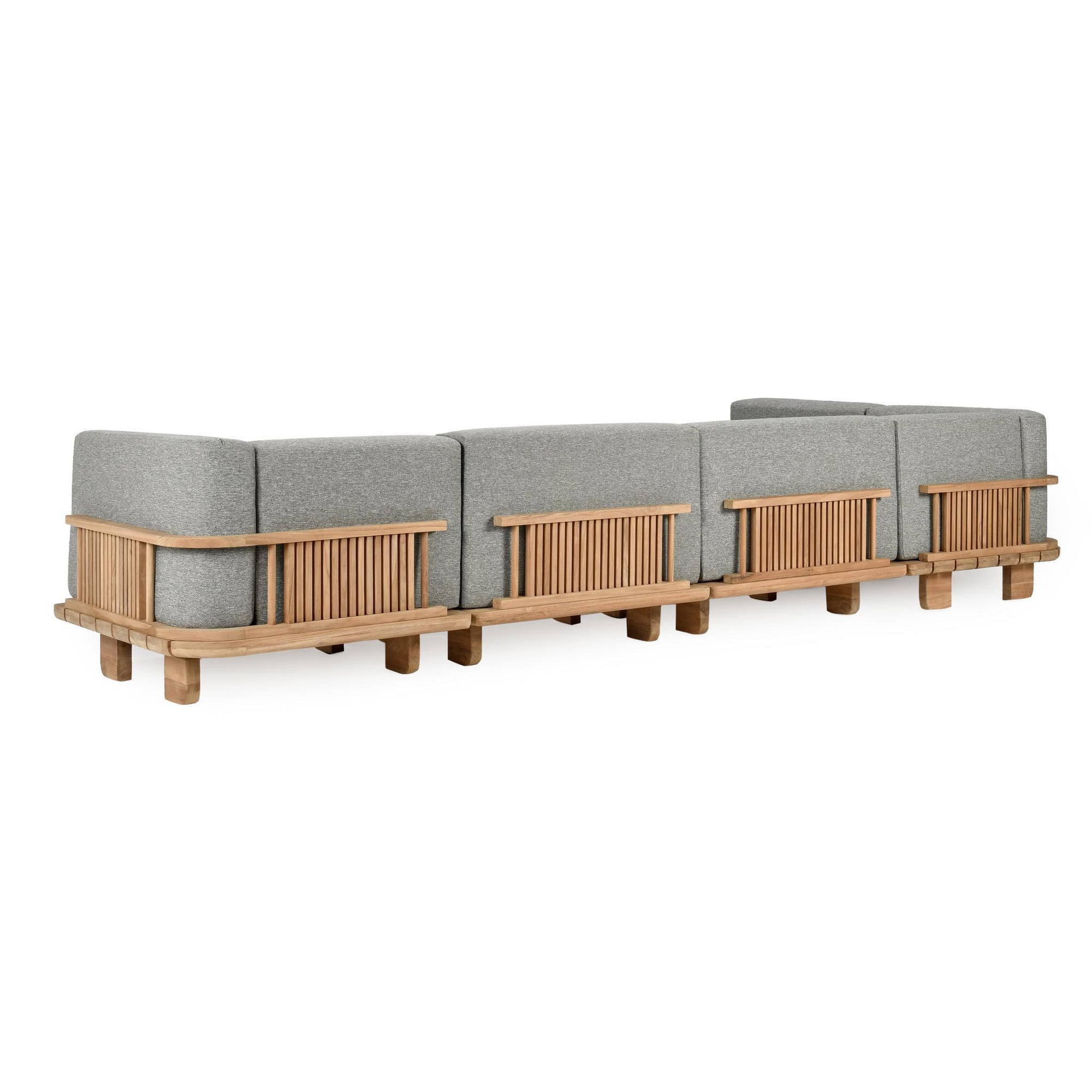Hudson Outdoor 6 Piece Sectional - Natural with Gray