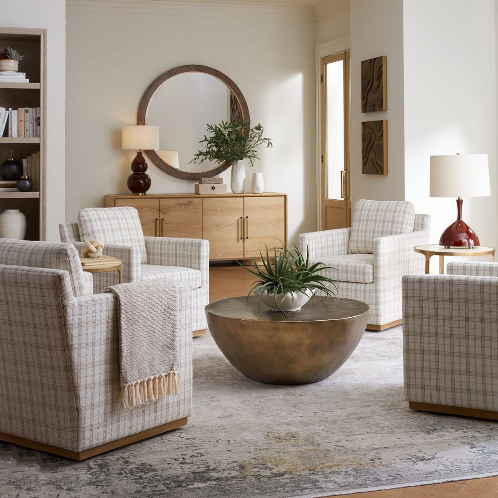 Uttermost Basie Casual Linen Swivel Chair
