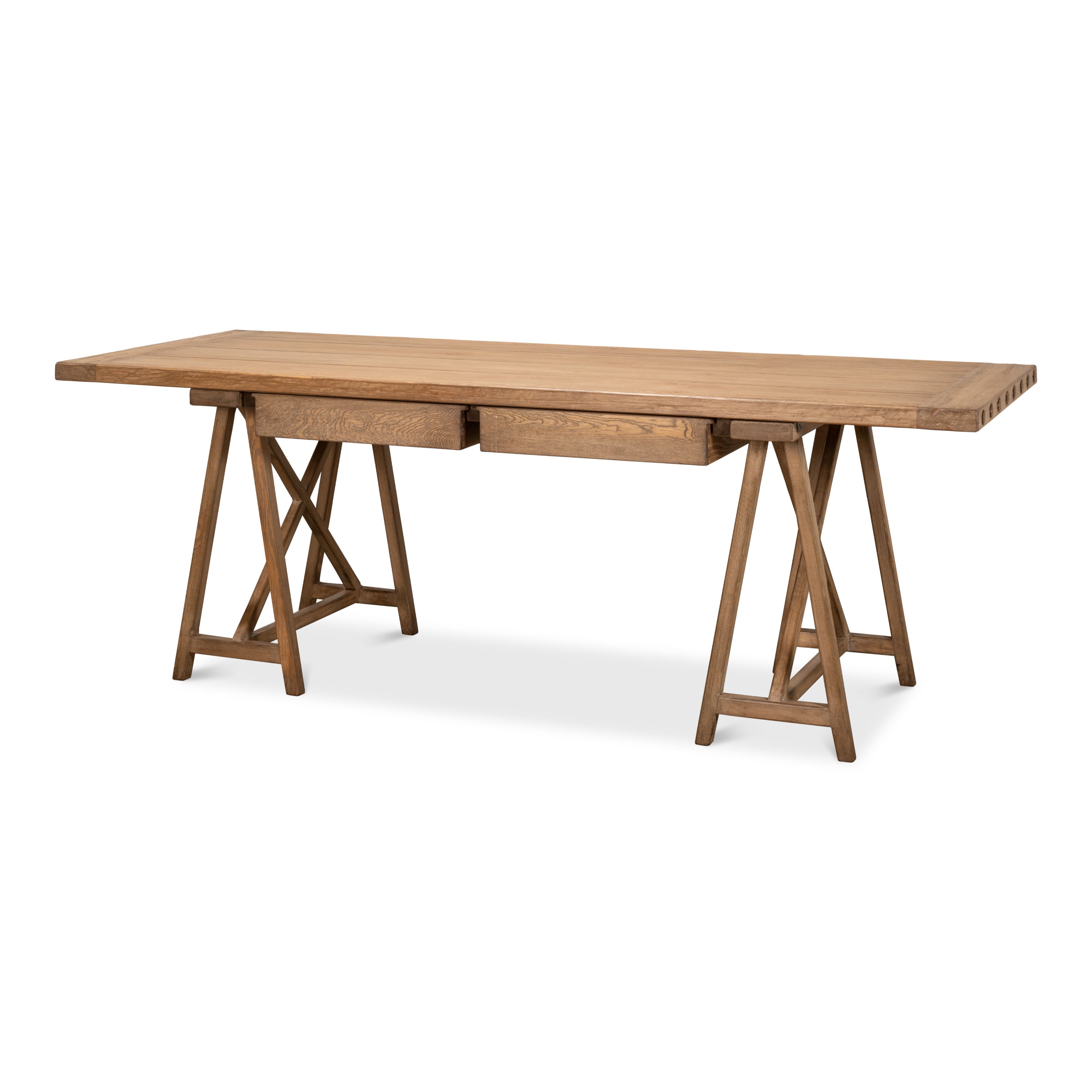 Sawhorse Natural Polished Old Pine Desk