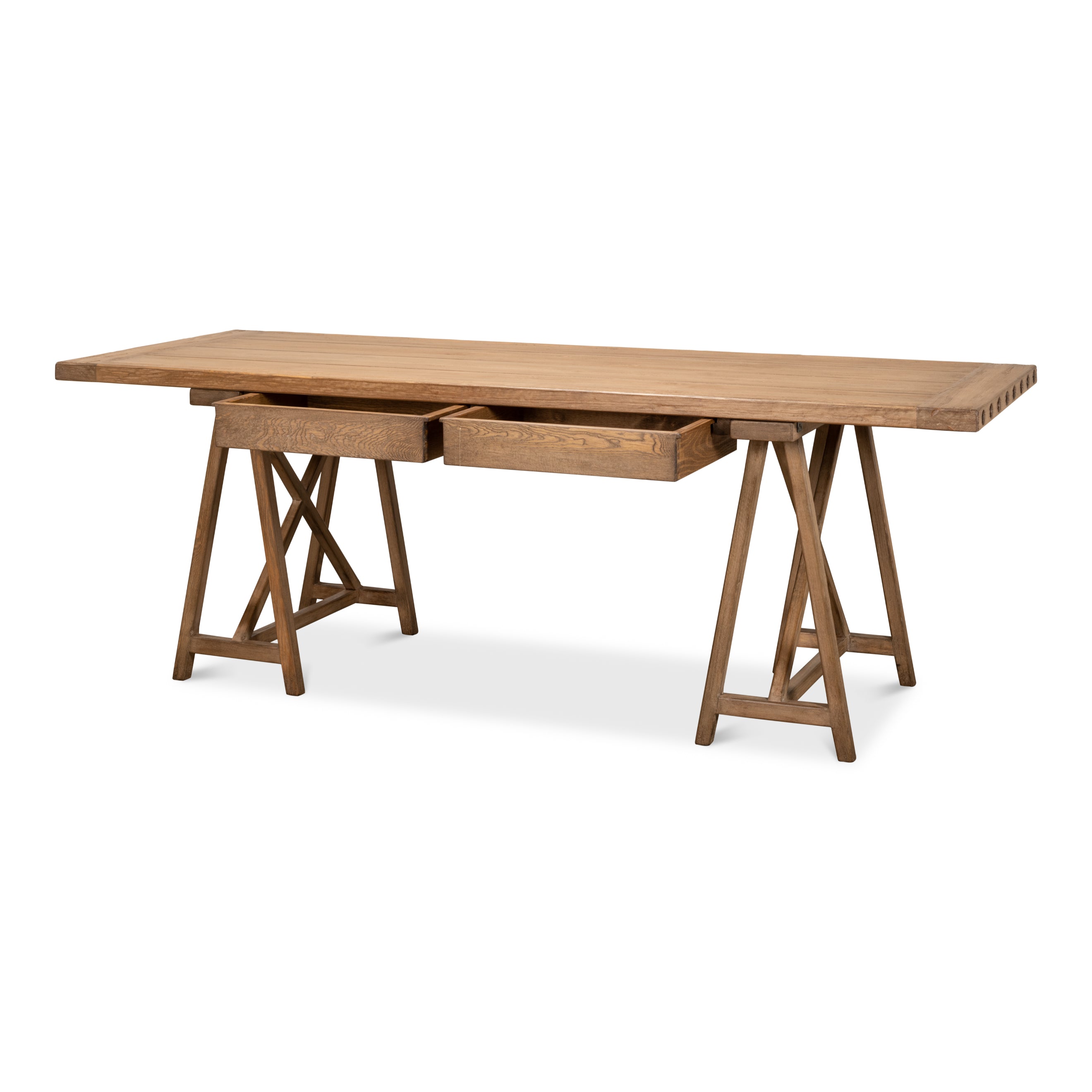 Sawhorse Natural Polished Old Pine Desk
