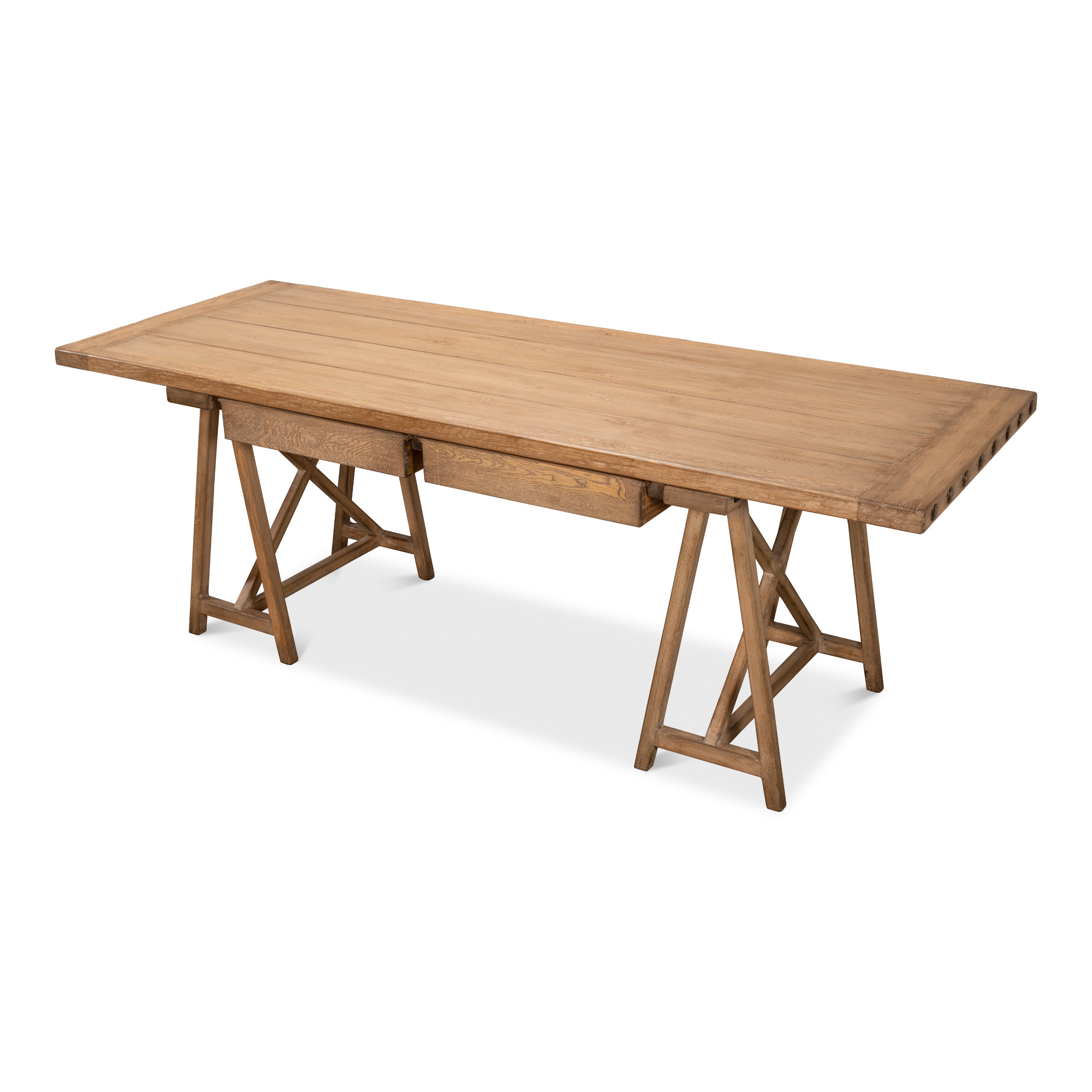 Sawhorse Natural Polished Old Pine Desk