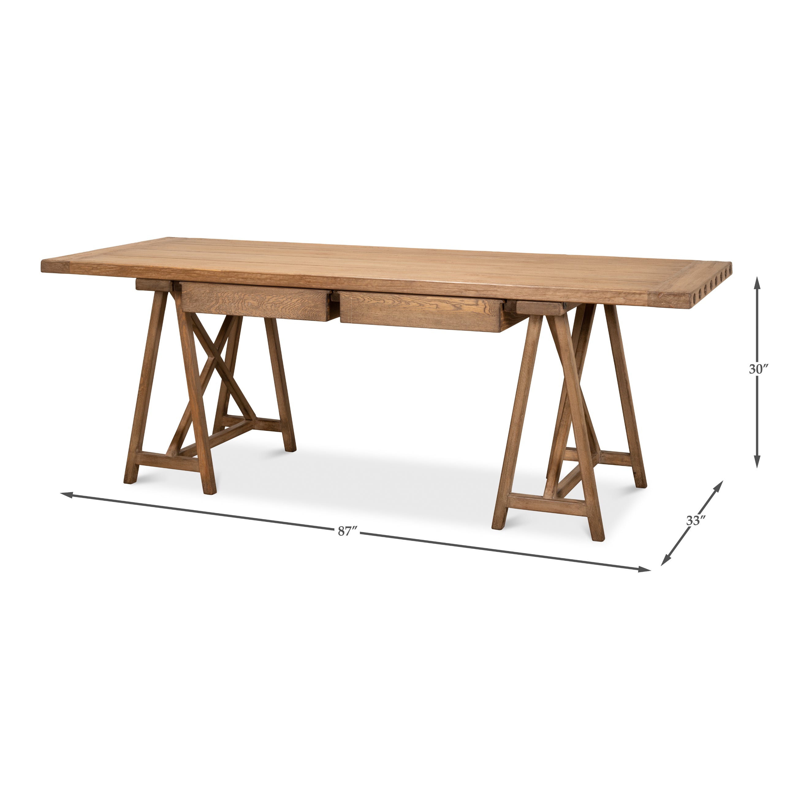 Sawhorse Natural Polished Old Pine Desk