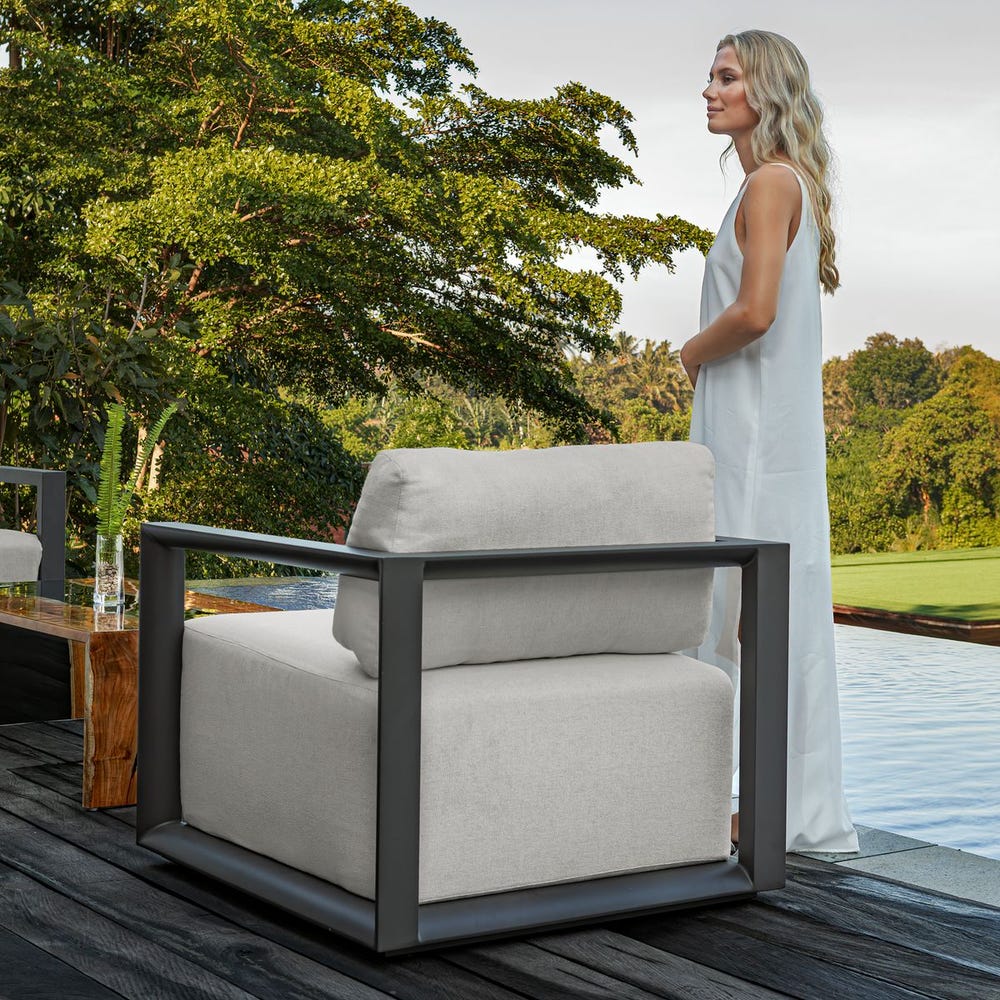 Uttermost Remsen Black/Oyster Outdoor Lounge Chair