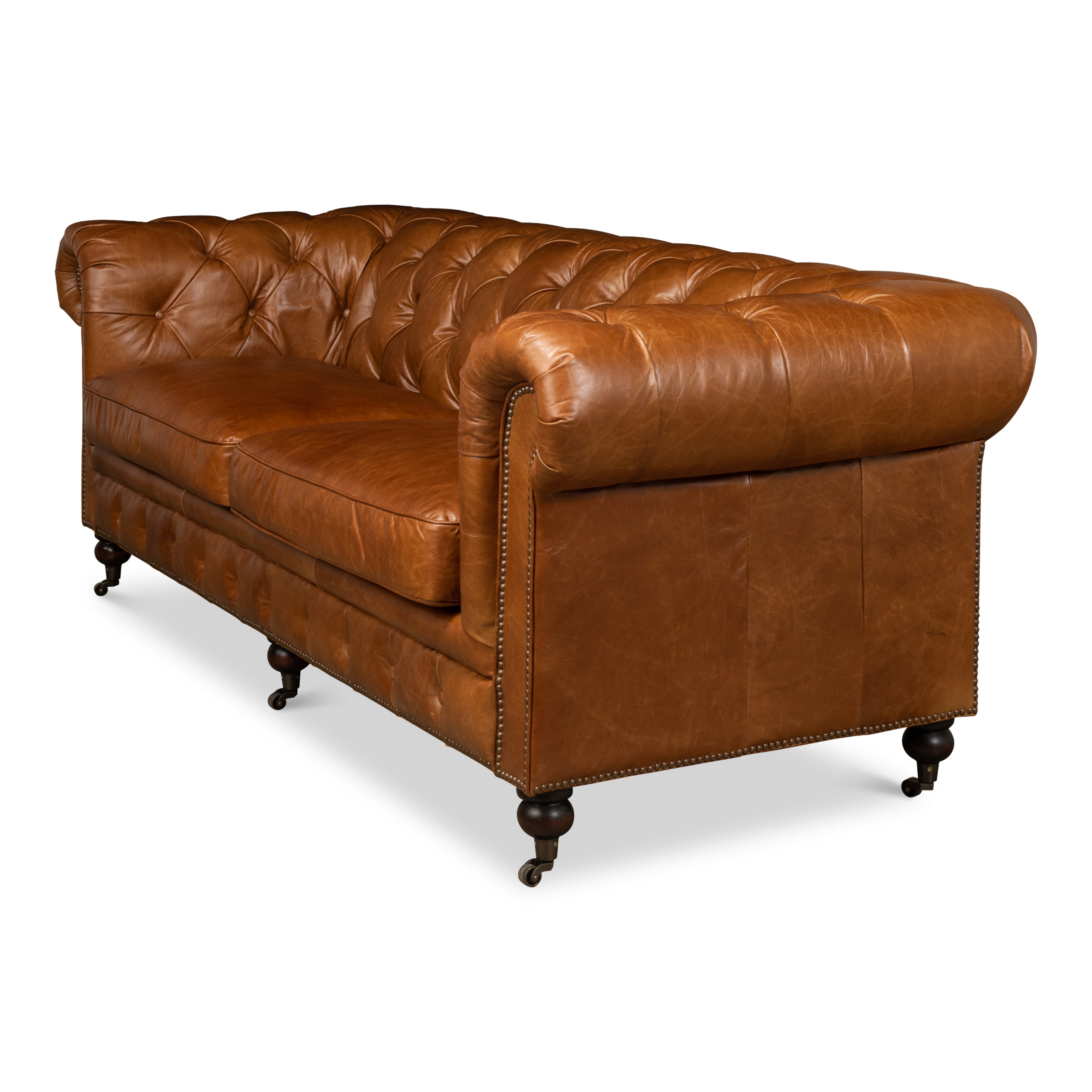 Tufted English Club Sofa - Cuba Brown