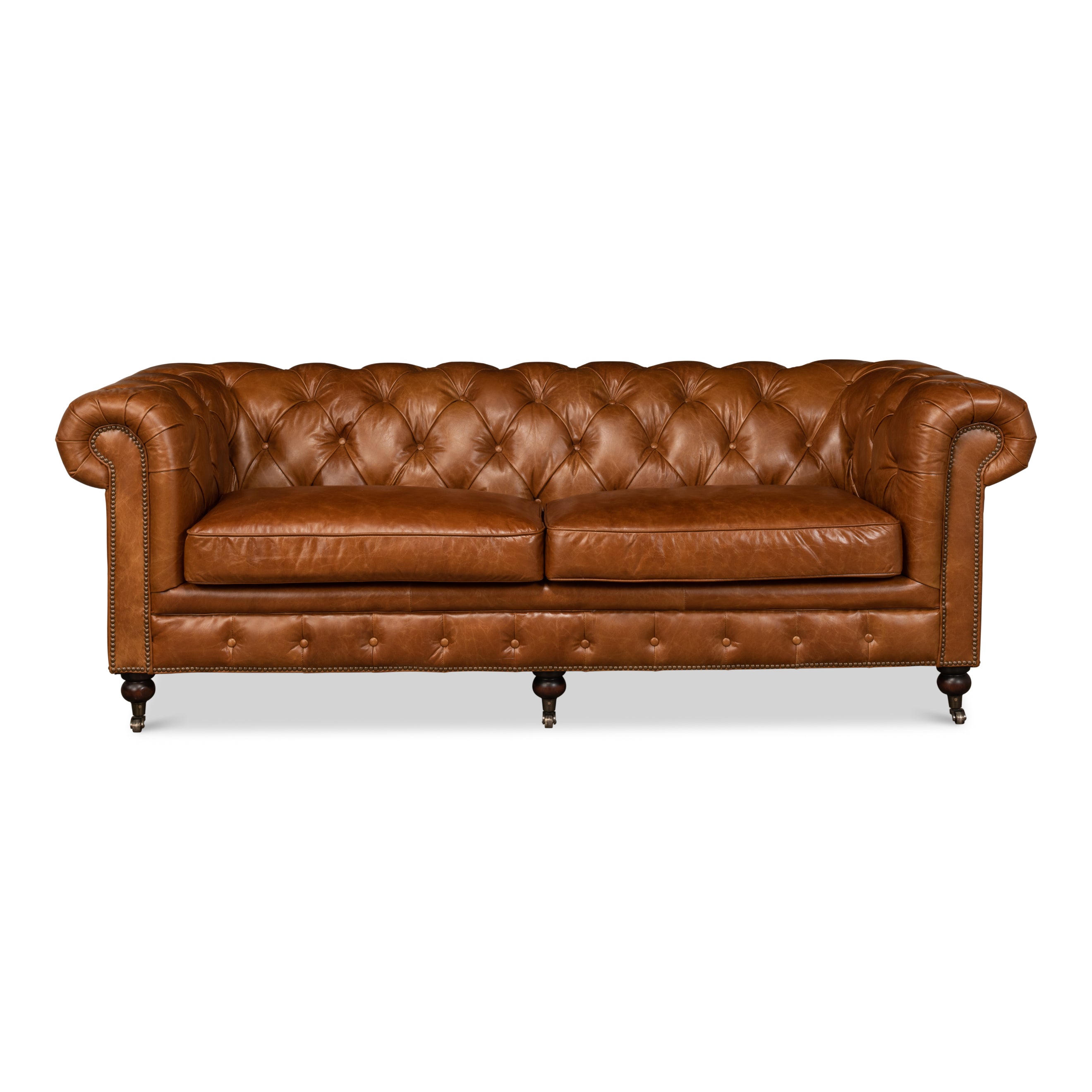 Tufted English Club Sofa - Cuba Brown