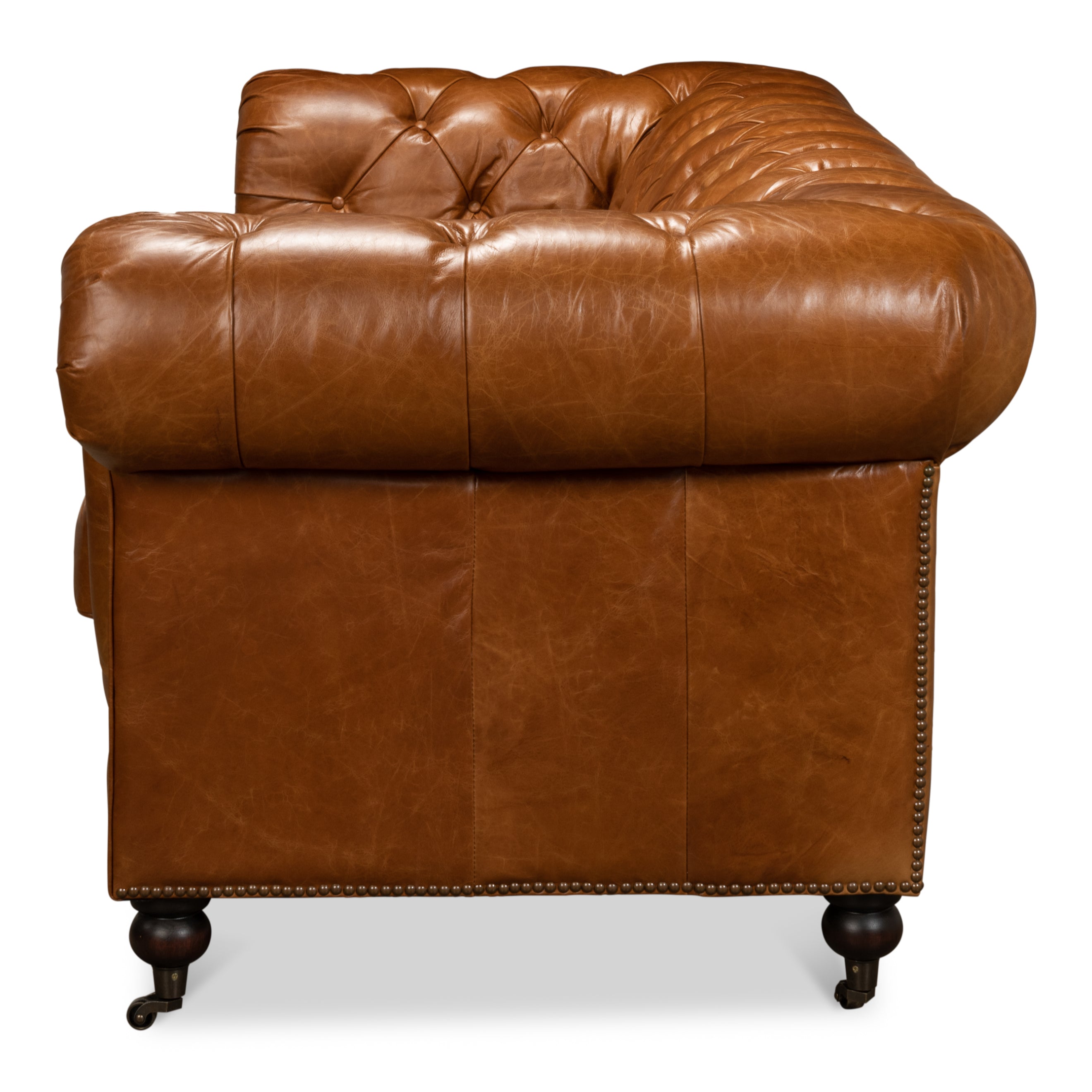 Tufted English Club Sofa - Cuba Brown