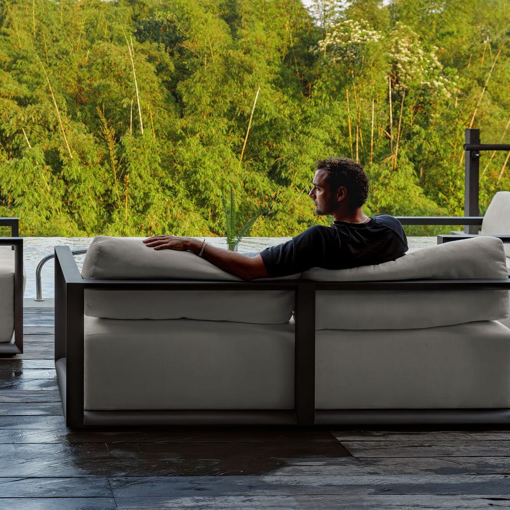 Uttermost Remsen Outdoor Black/Oyster Sofa