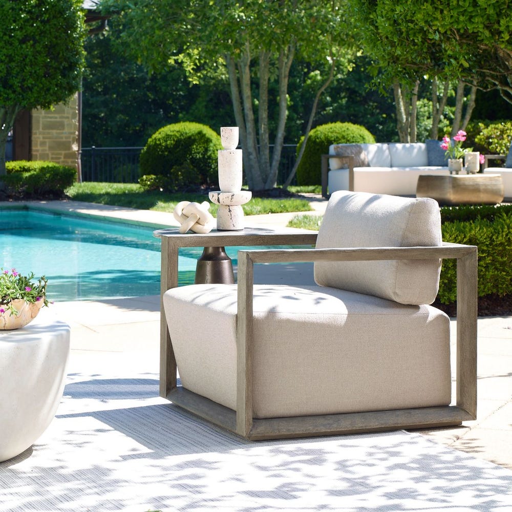 Uttermost Remsen Outdoor Weathered Gray/Dove Lounge Chair