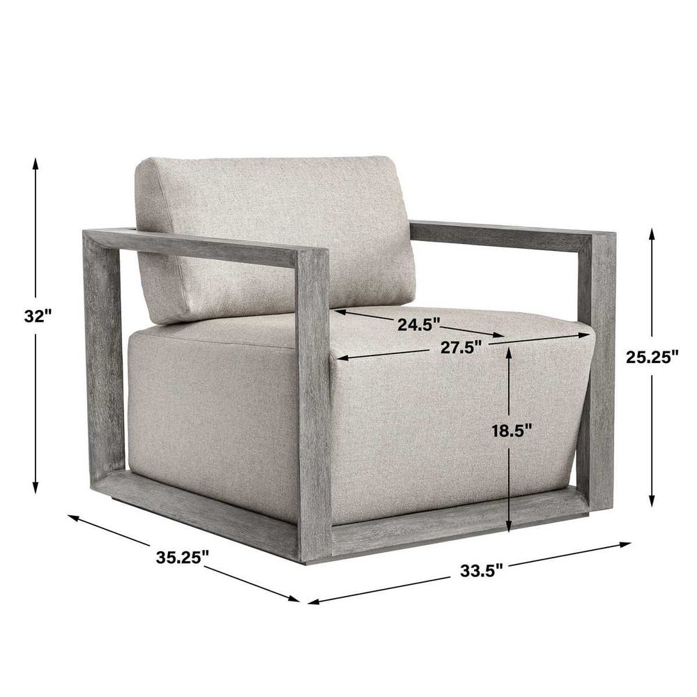 Uttermost Remsen Outdoor Weathered Gray/Dove Lounge Chair