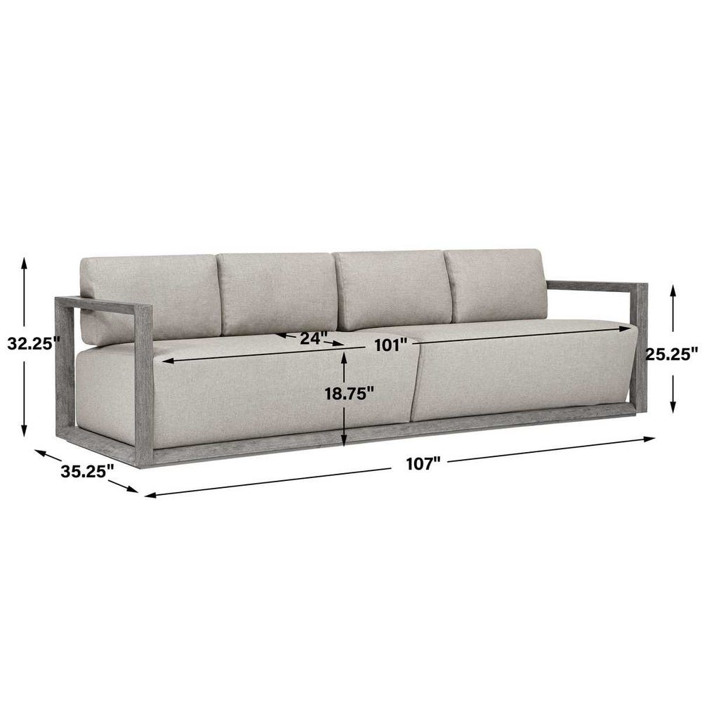Uttermost Remsen Outdoor Weathered Gray/Dove Large Sofa
