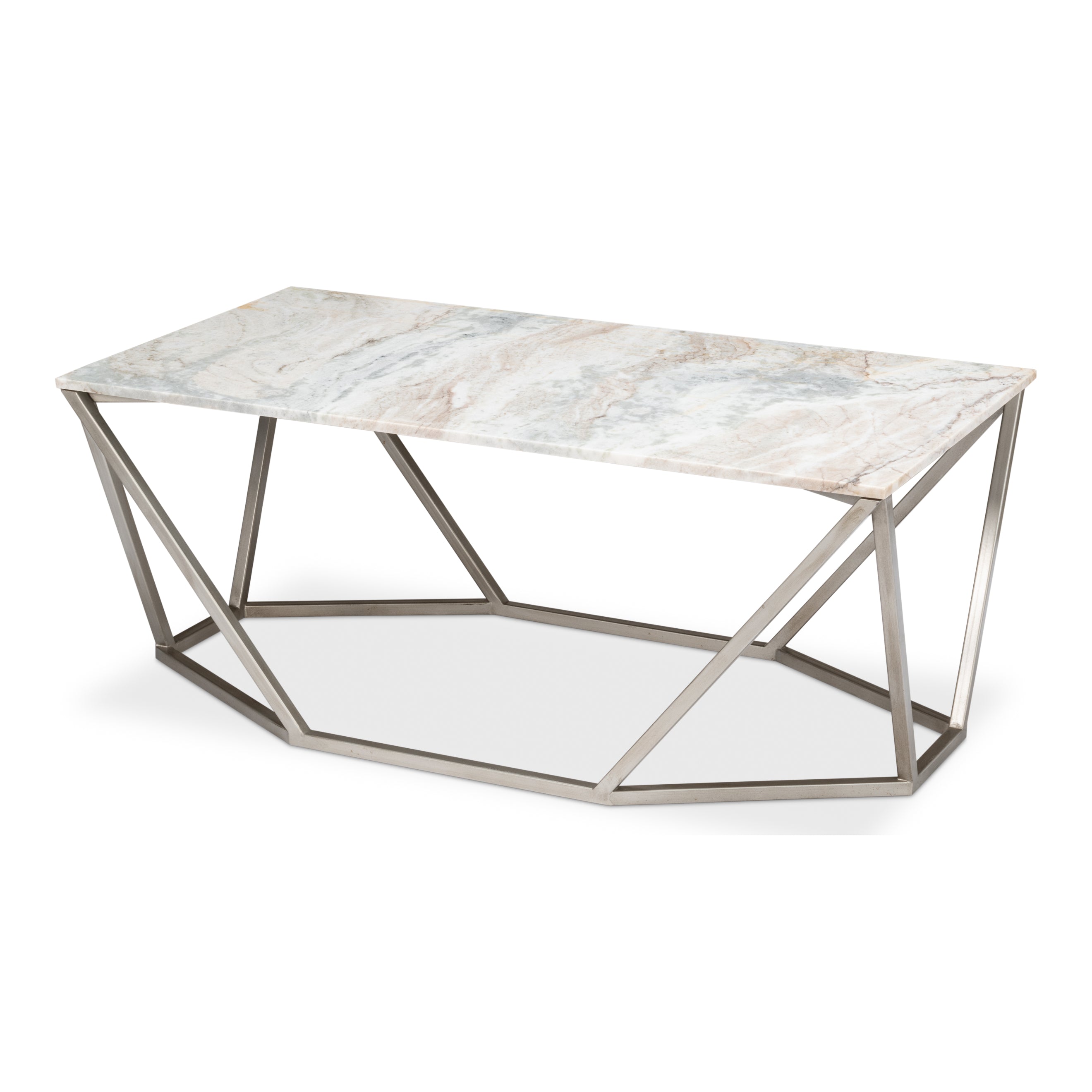 Trapezoid Marble Top Coffee Table