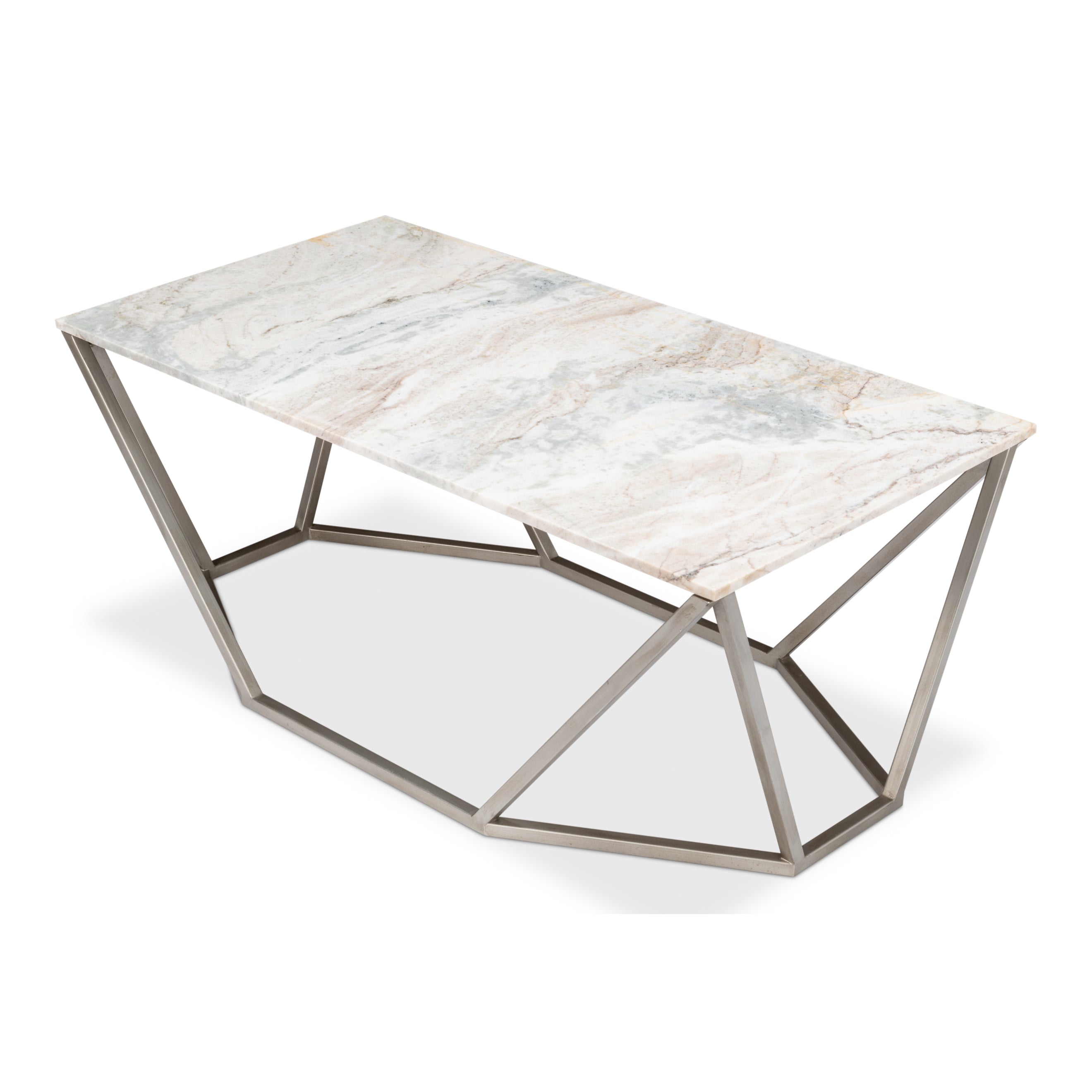 Trapezoid Marble Top Coffee Table