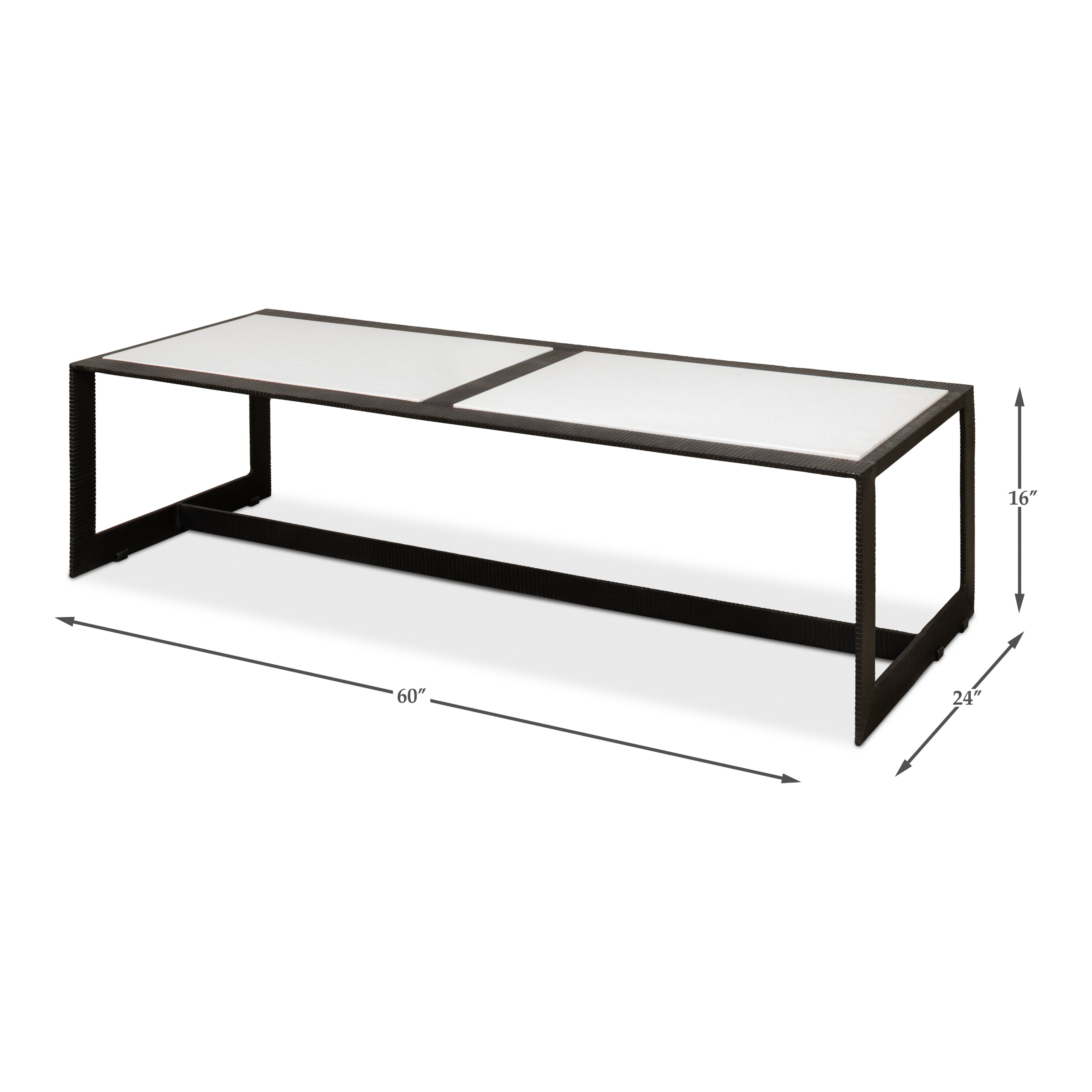 Ridged Iron Rectangular Coffee Table
