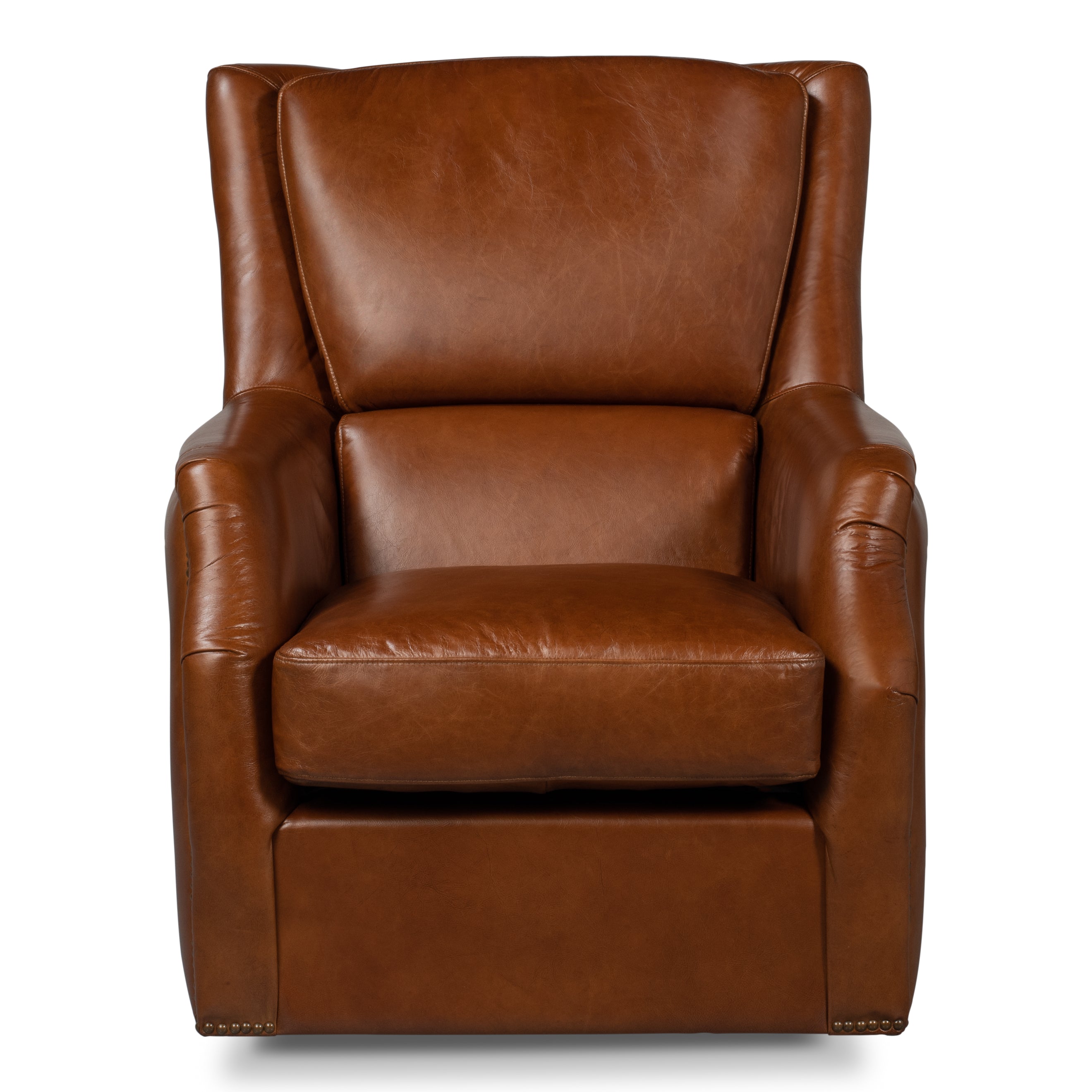 Baker Leather Swivel Chair