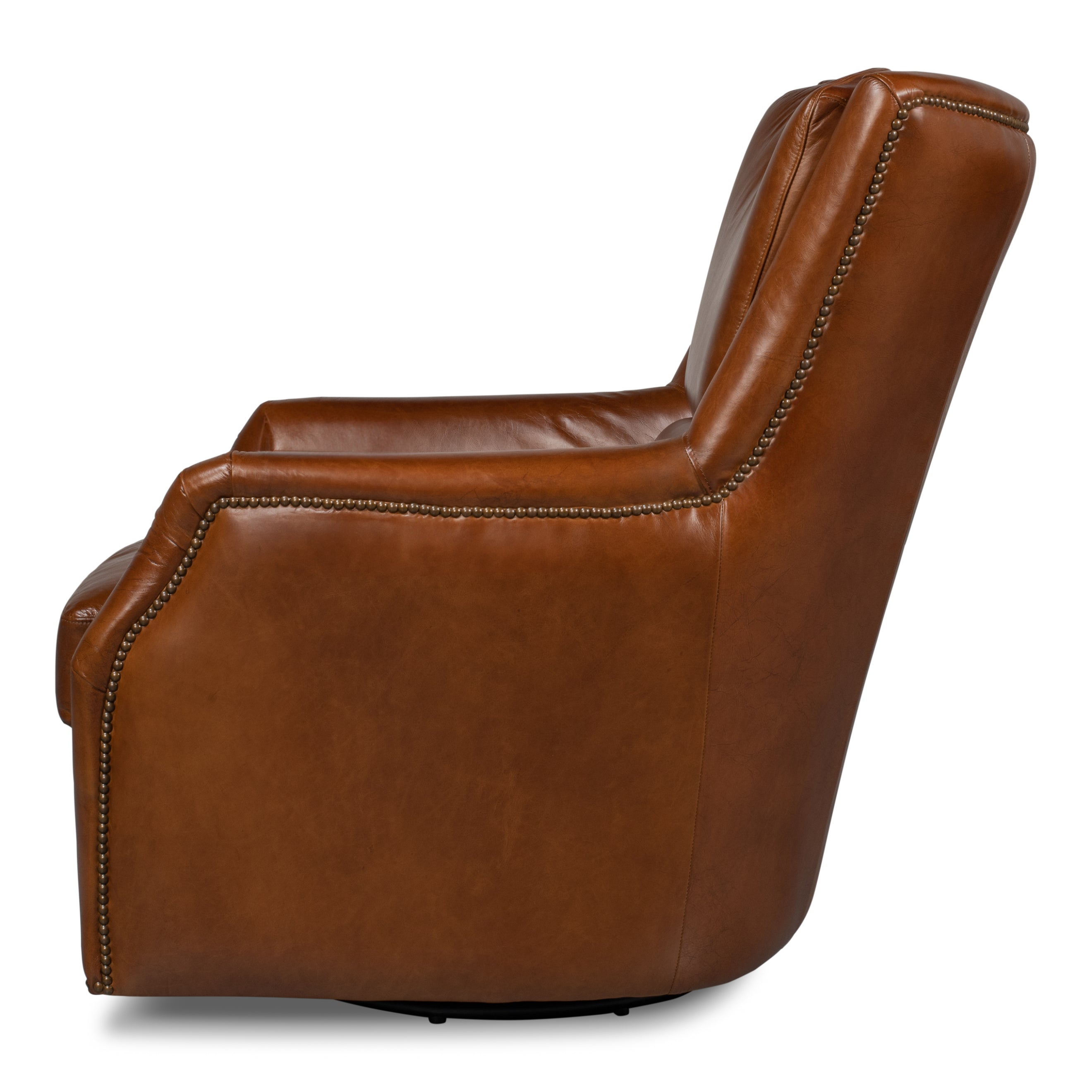 Baker Leather Swivel Chair