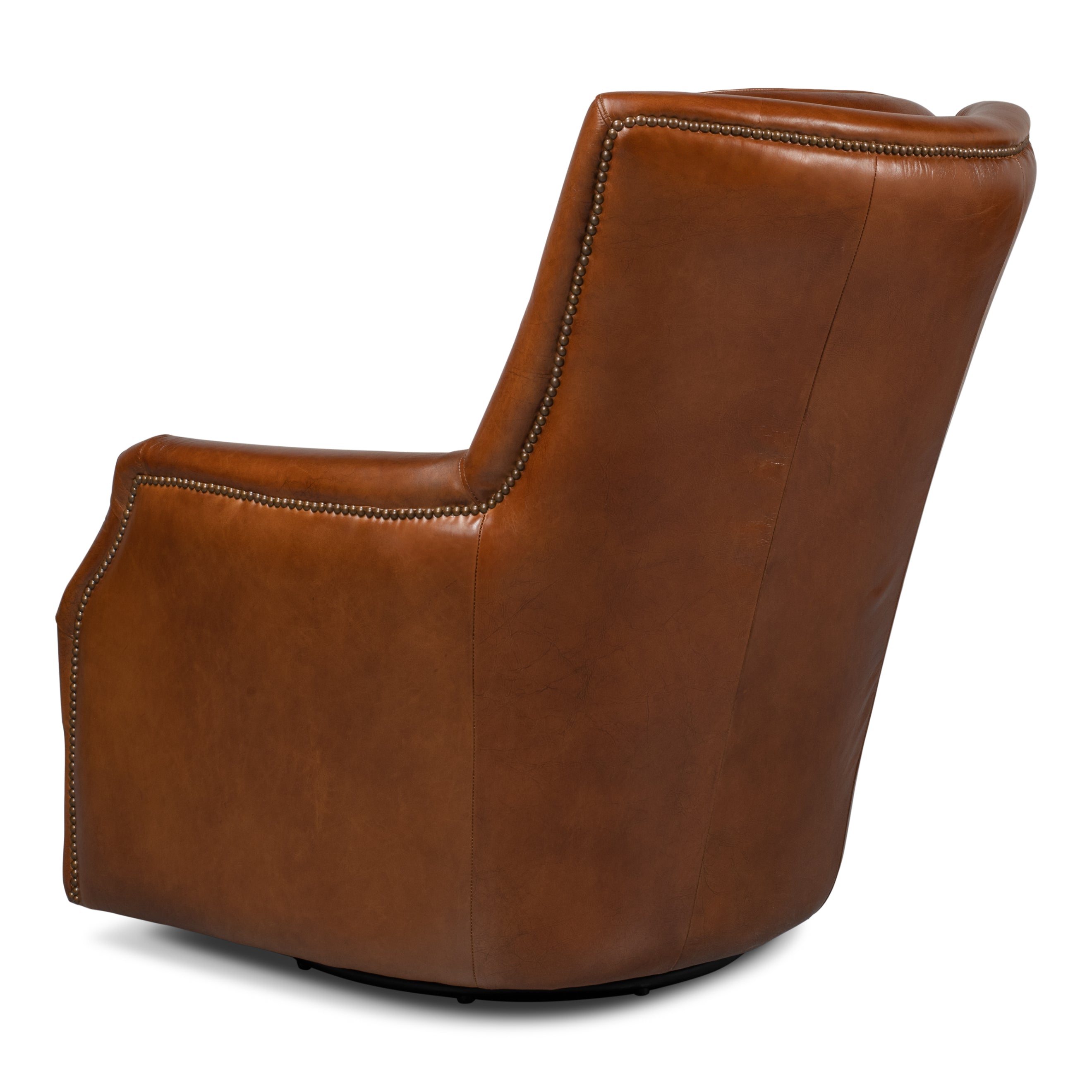 Baker Leather Swivel Chair