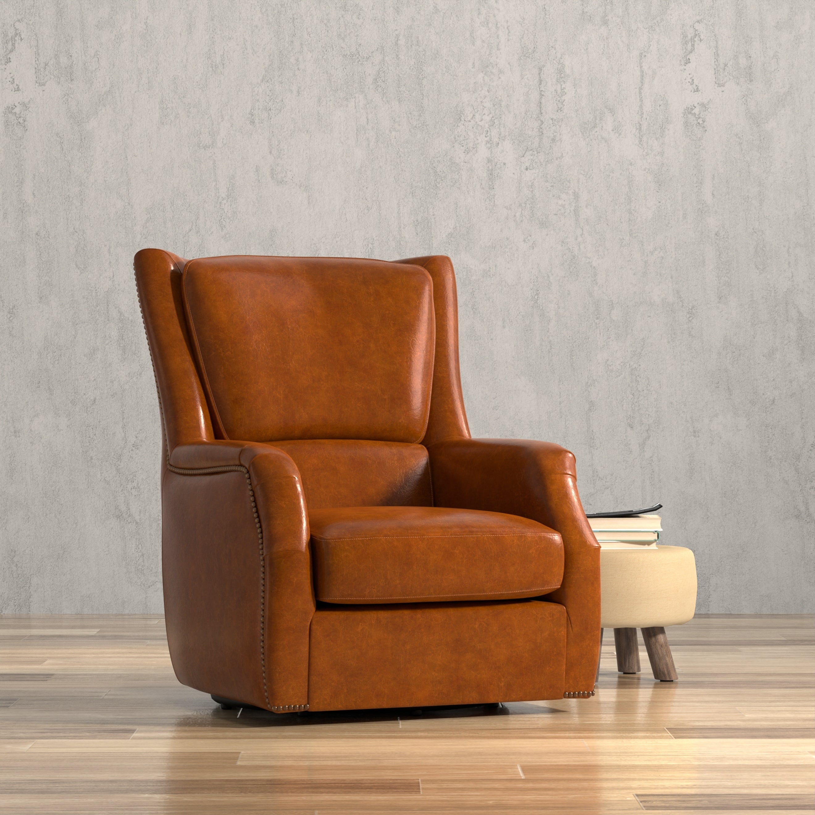 Baker Leather Swivel Chair