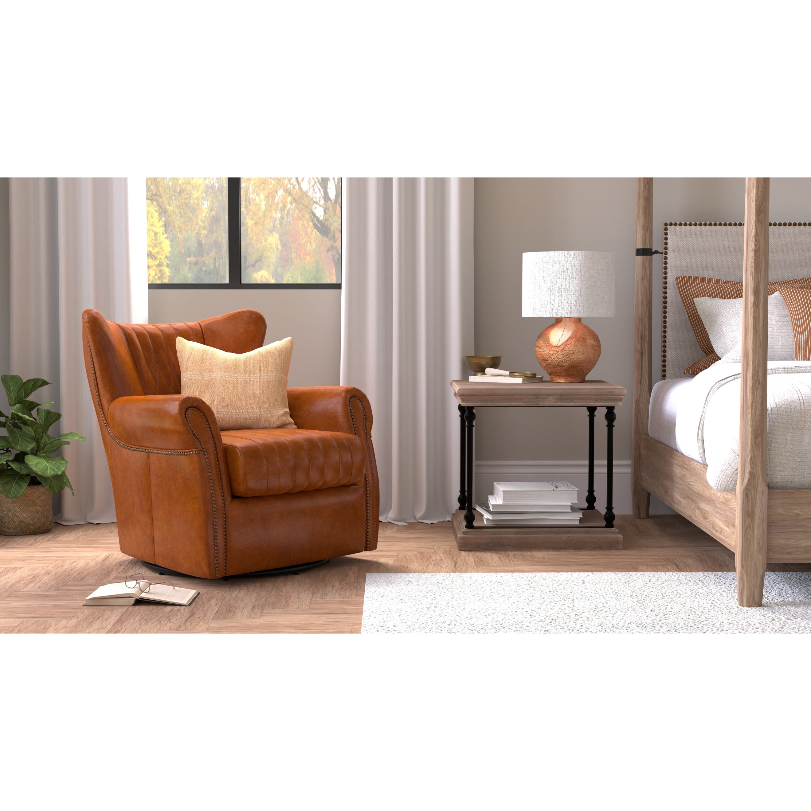 Bugatti Leather Swivel Chair