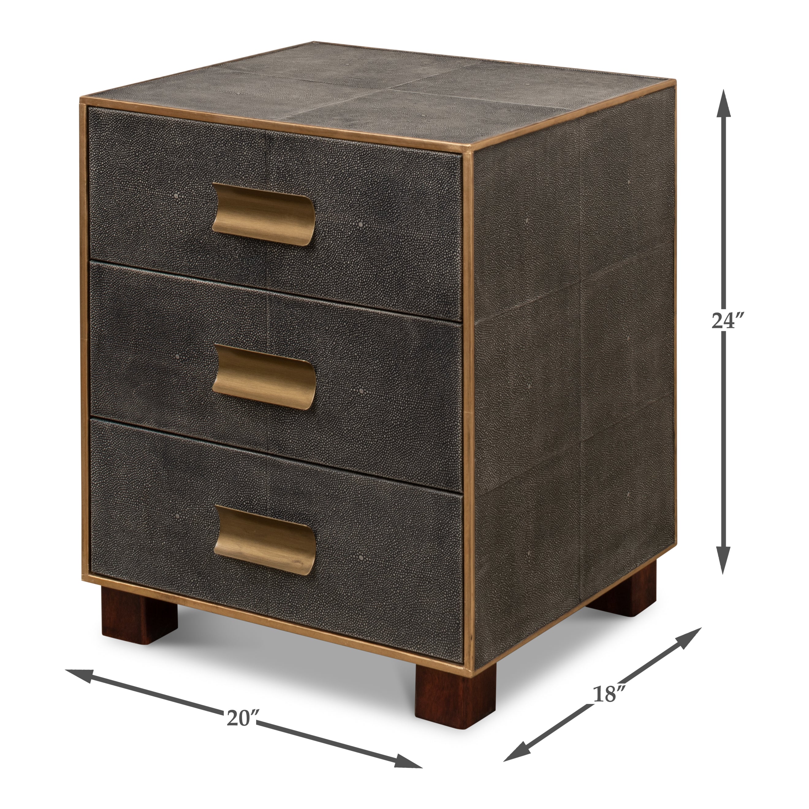 Gideon Shagreen 3 Drawer Side Table