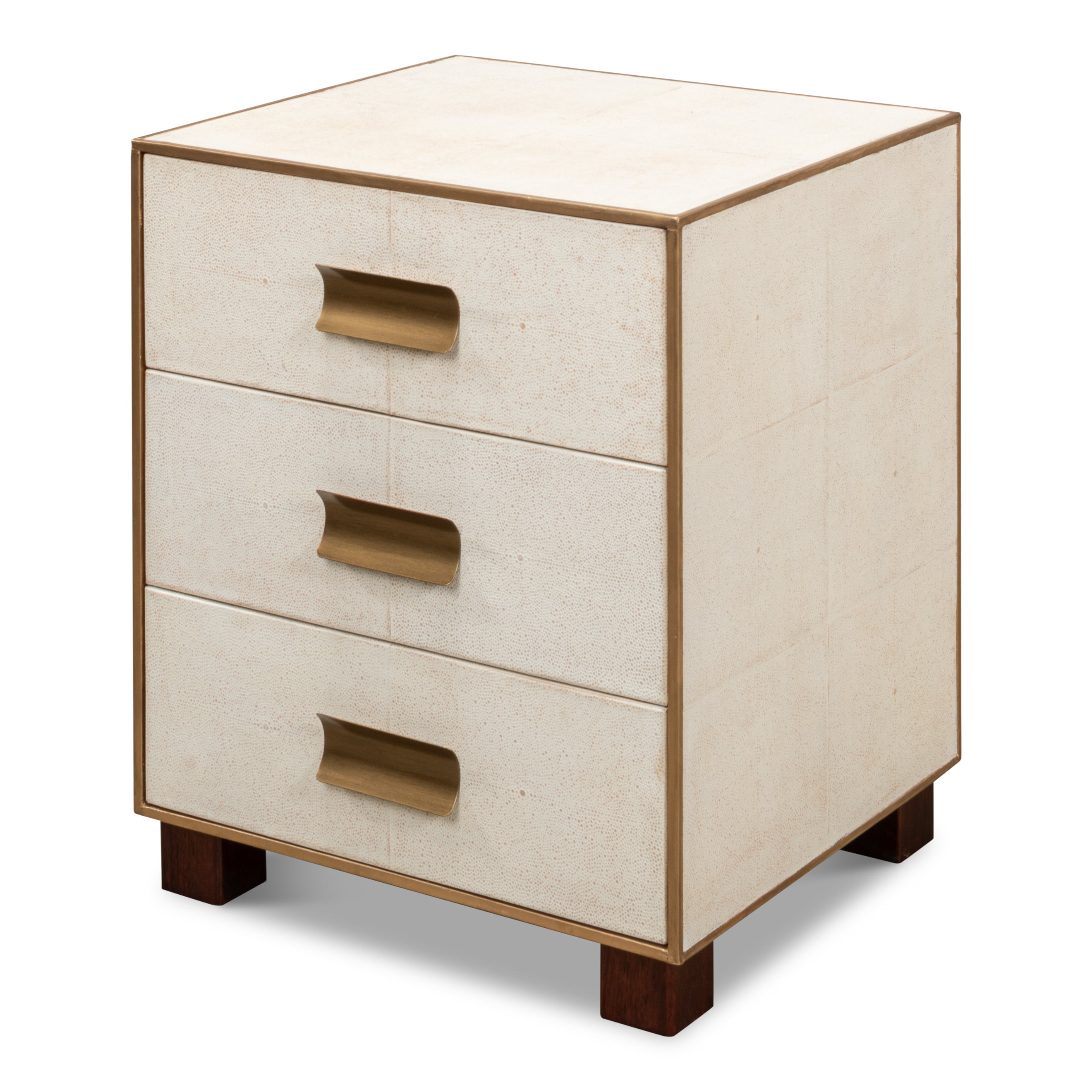 Shagreen 3 Drawer Side Table - Osprey White