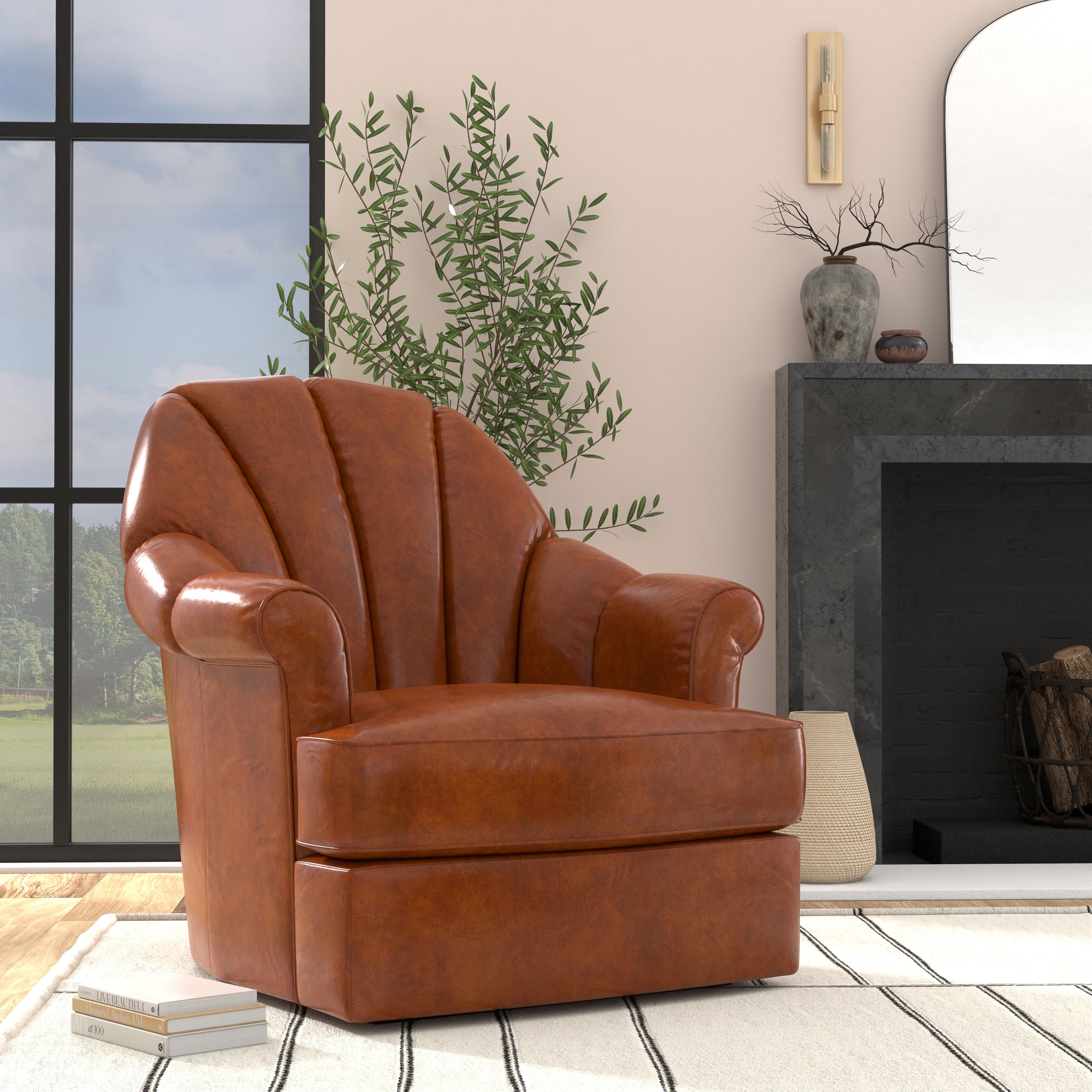 Scoth Swivel Chair in Distilled Leather
