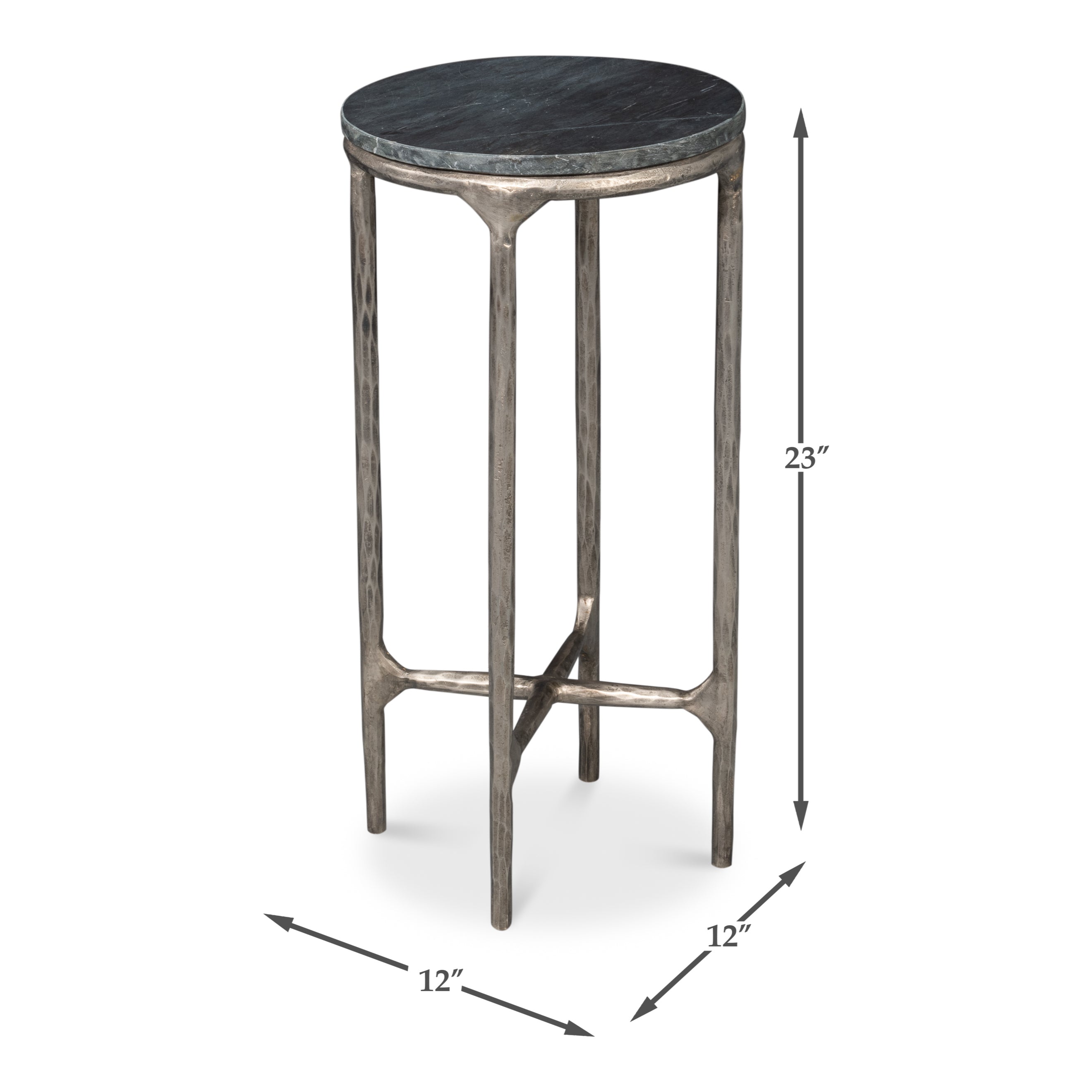 Derrick Iron End Table with Marble Top