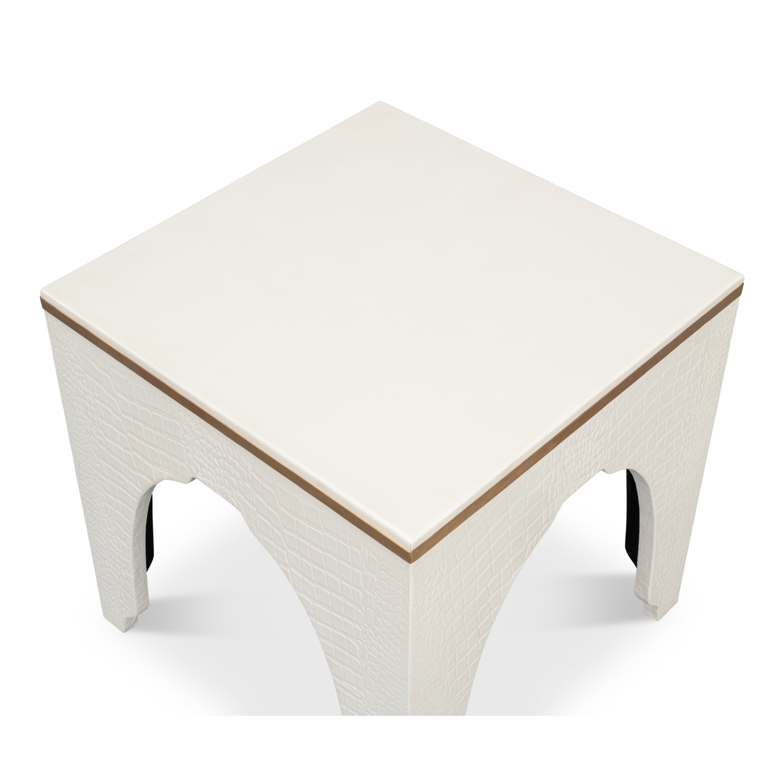 Croco Embossed Leather Stool