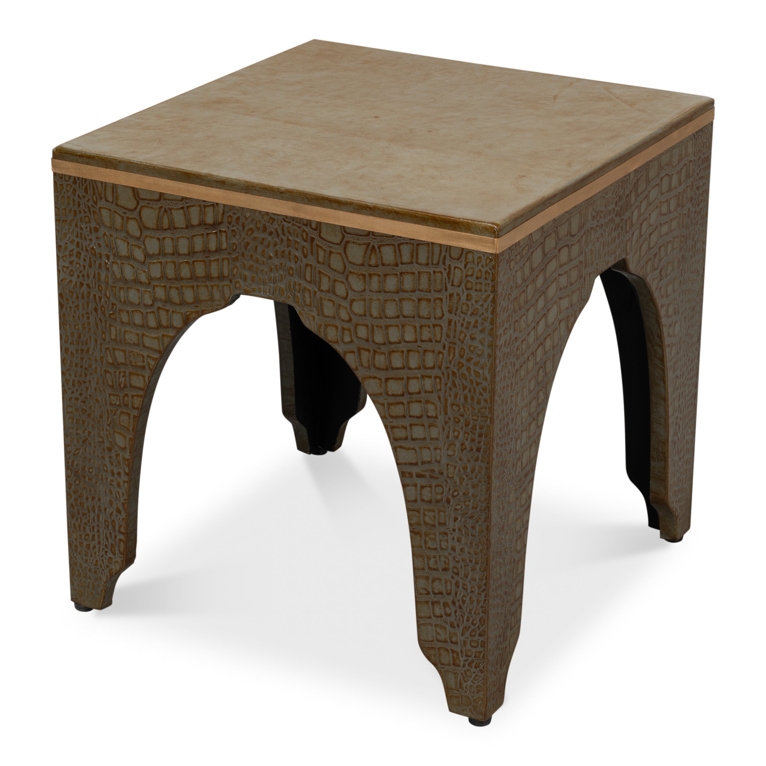 Croco Embossed Leather Stool