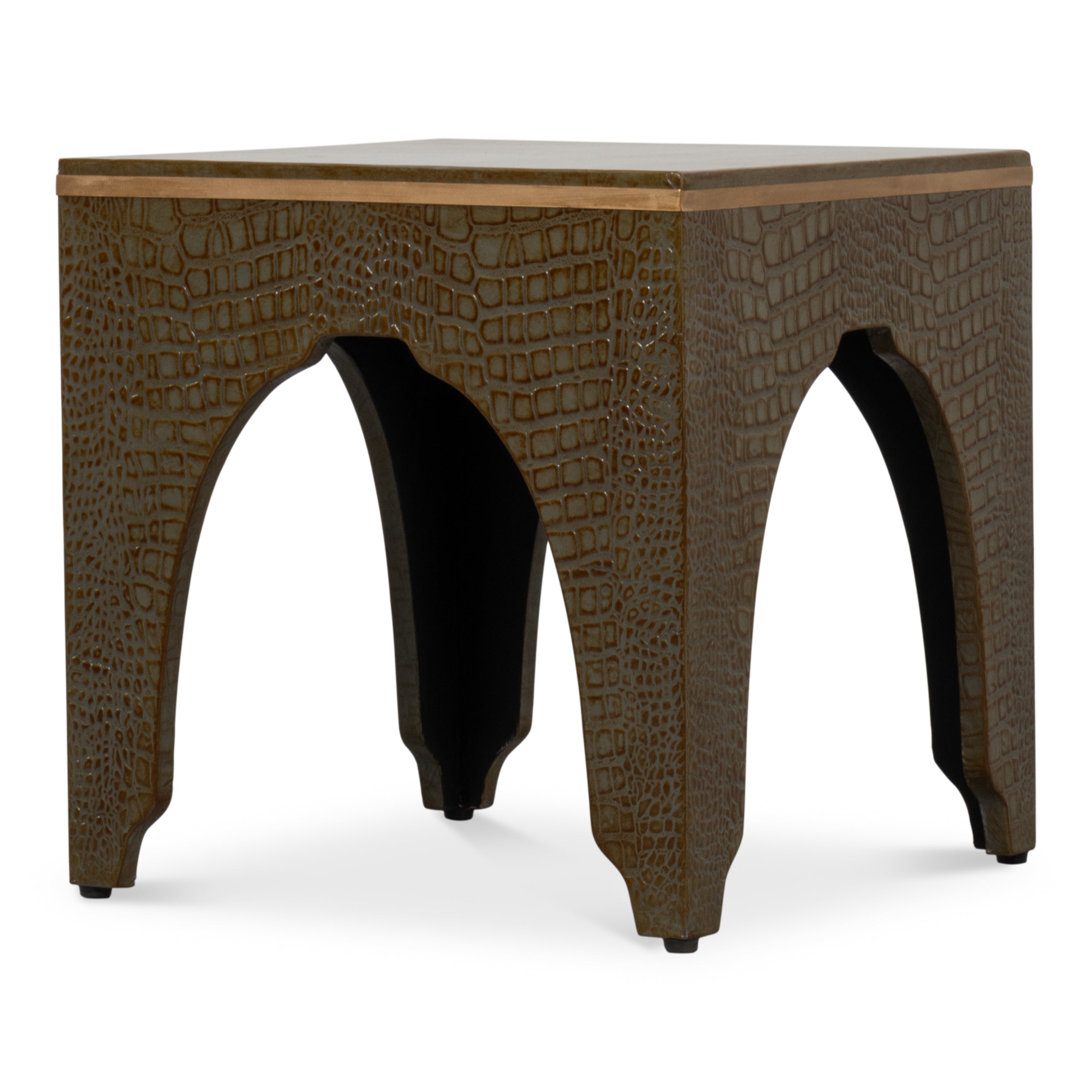 Croco Embossed Leather Stool