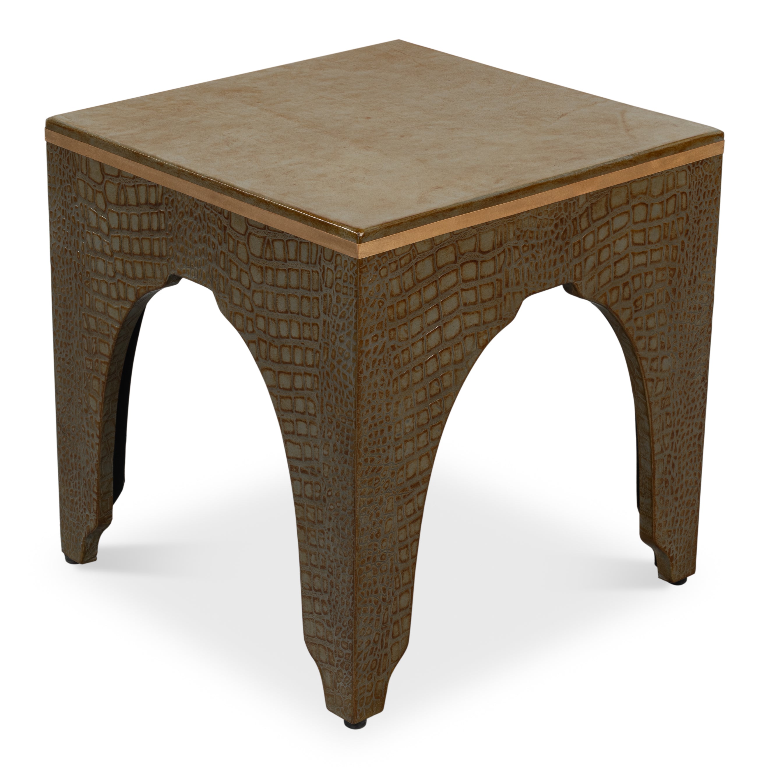 Croco Embossed Leather Stool