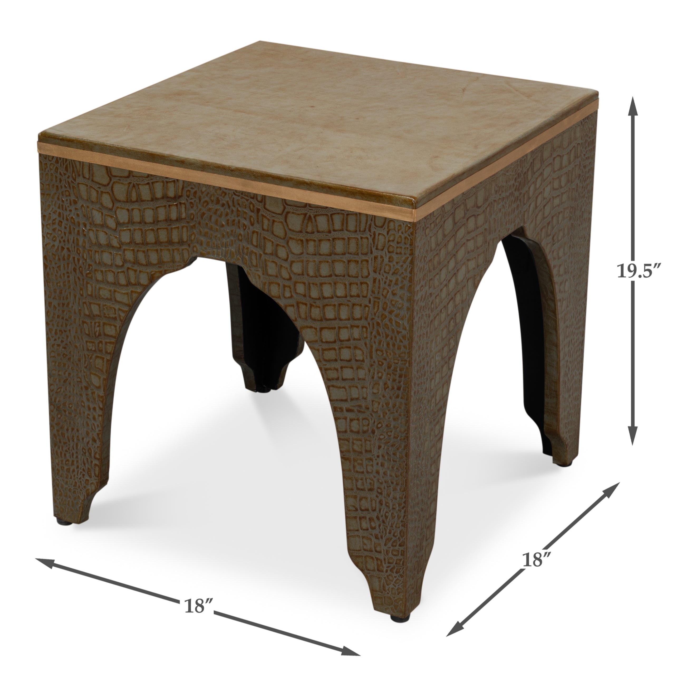 Croco Embossed Leather Stool