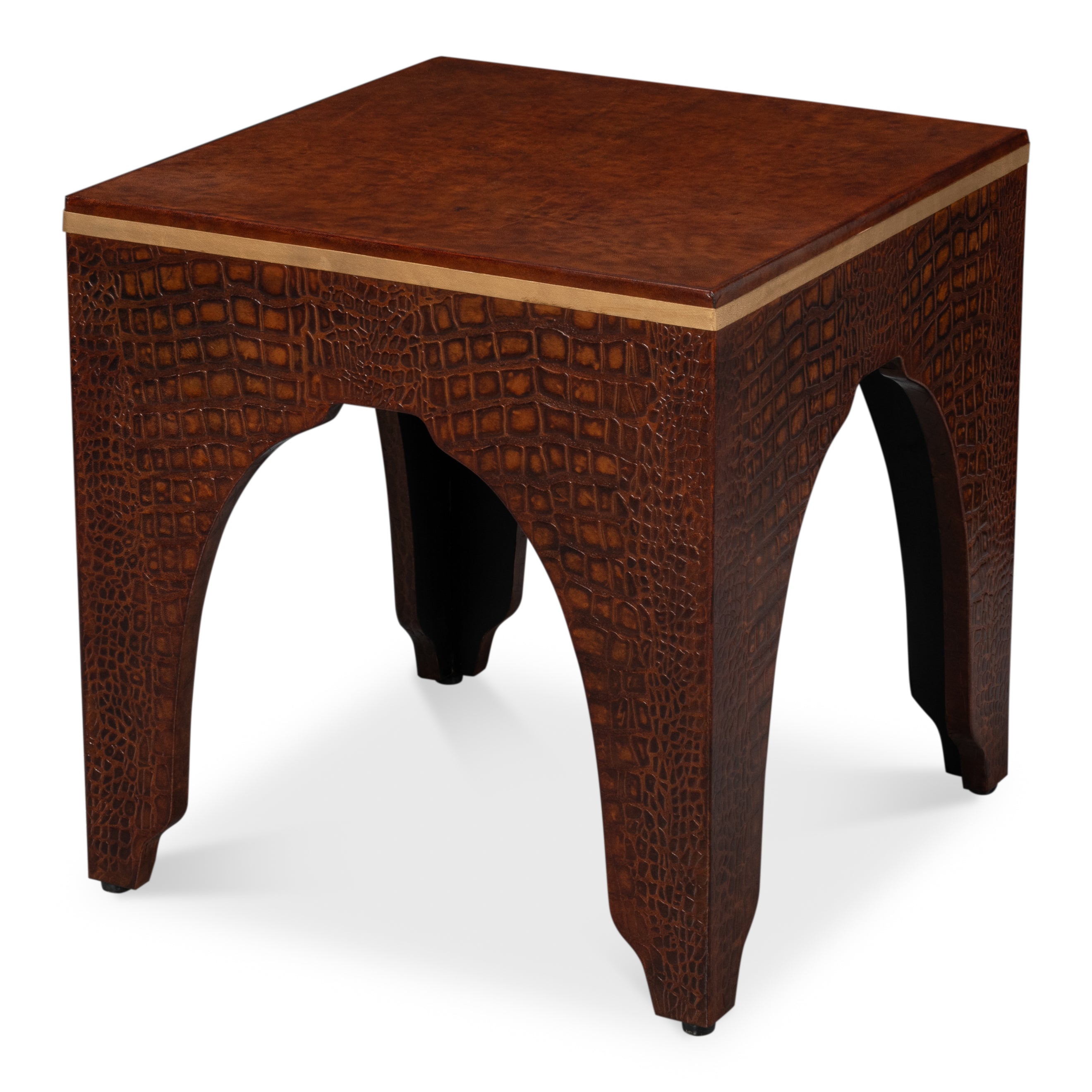 Croco Embossed Leather Stool