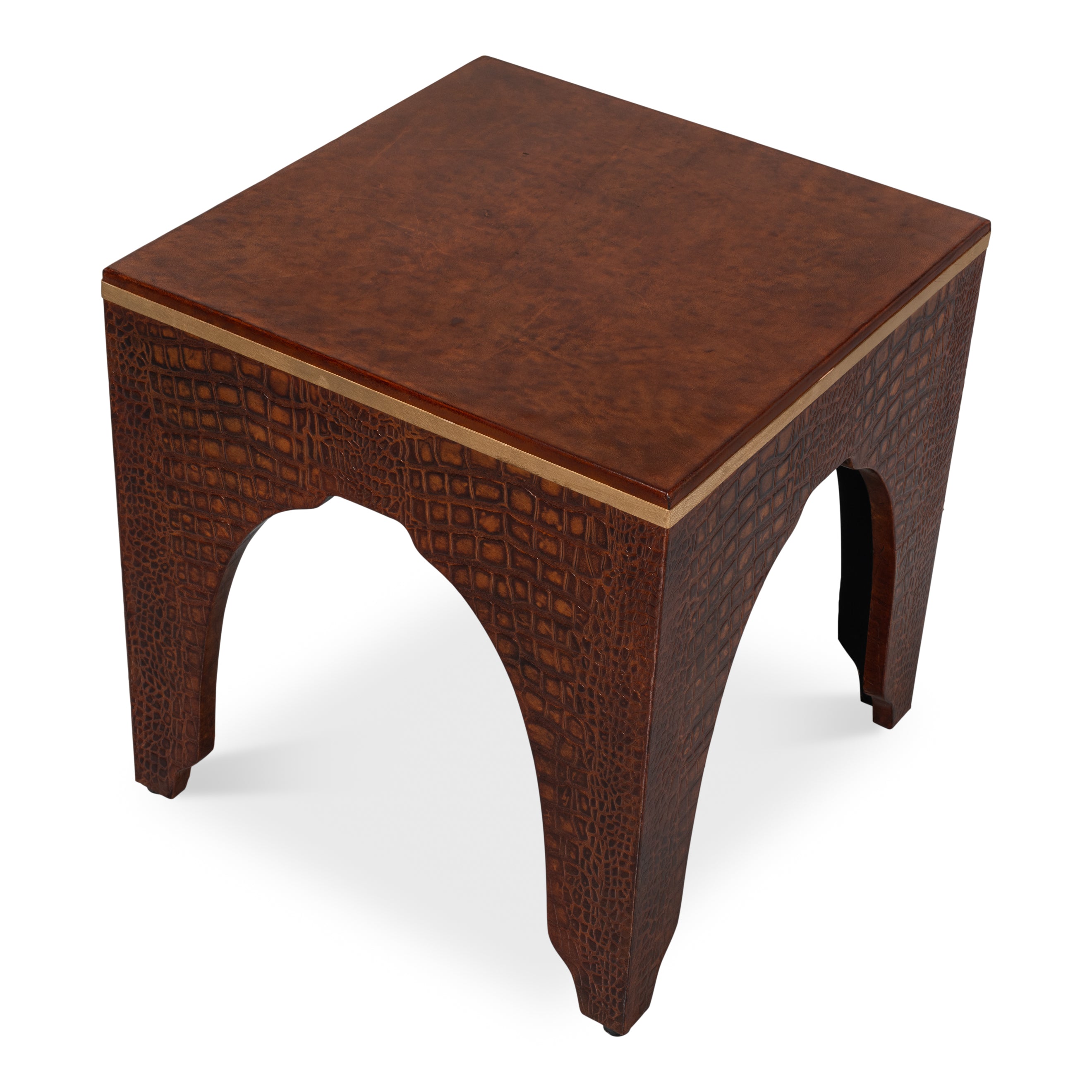 Croco Embossed Leather Stool