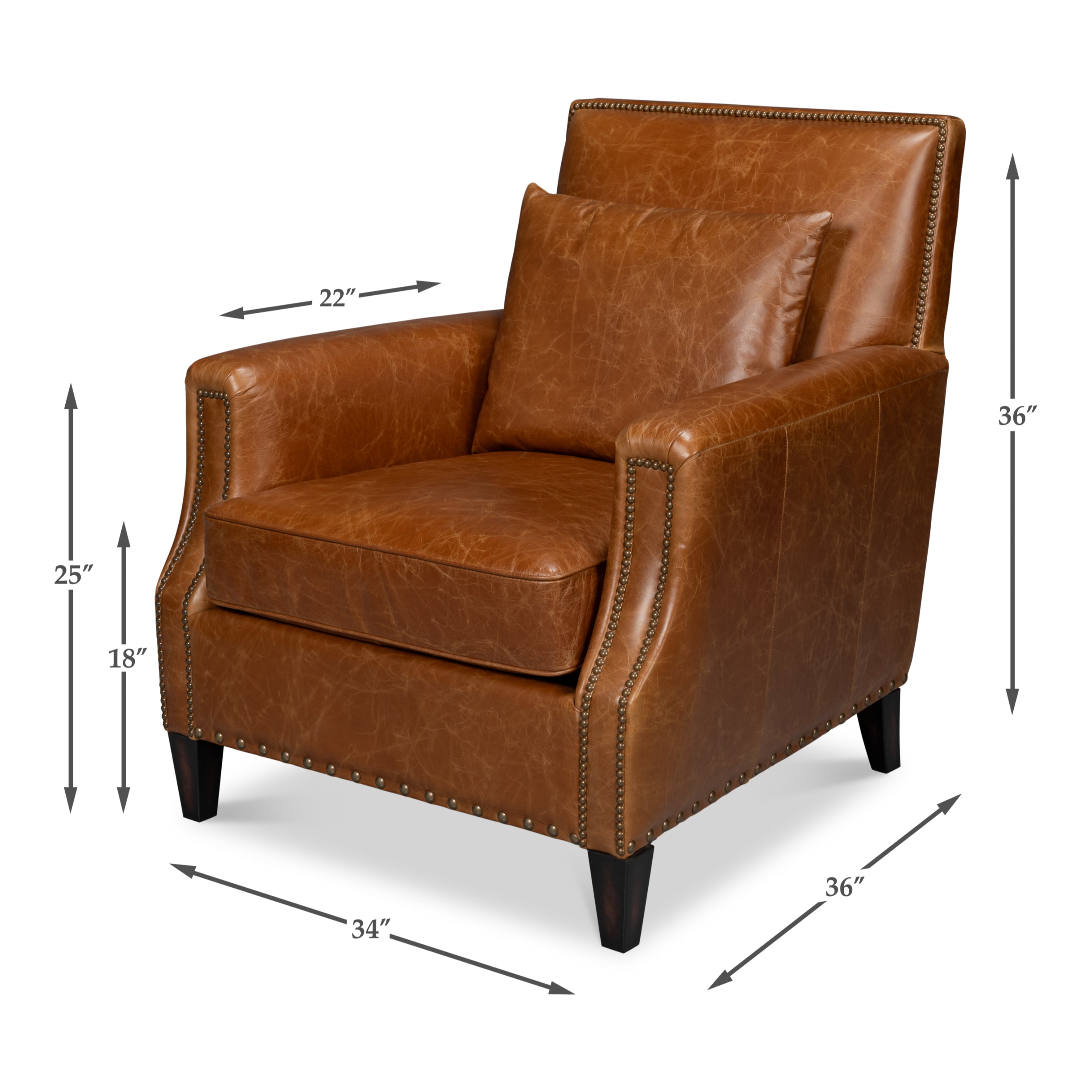 Dimity Distilled Leather Chair - Brown