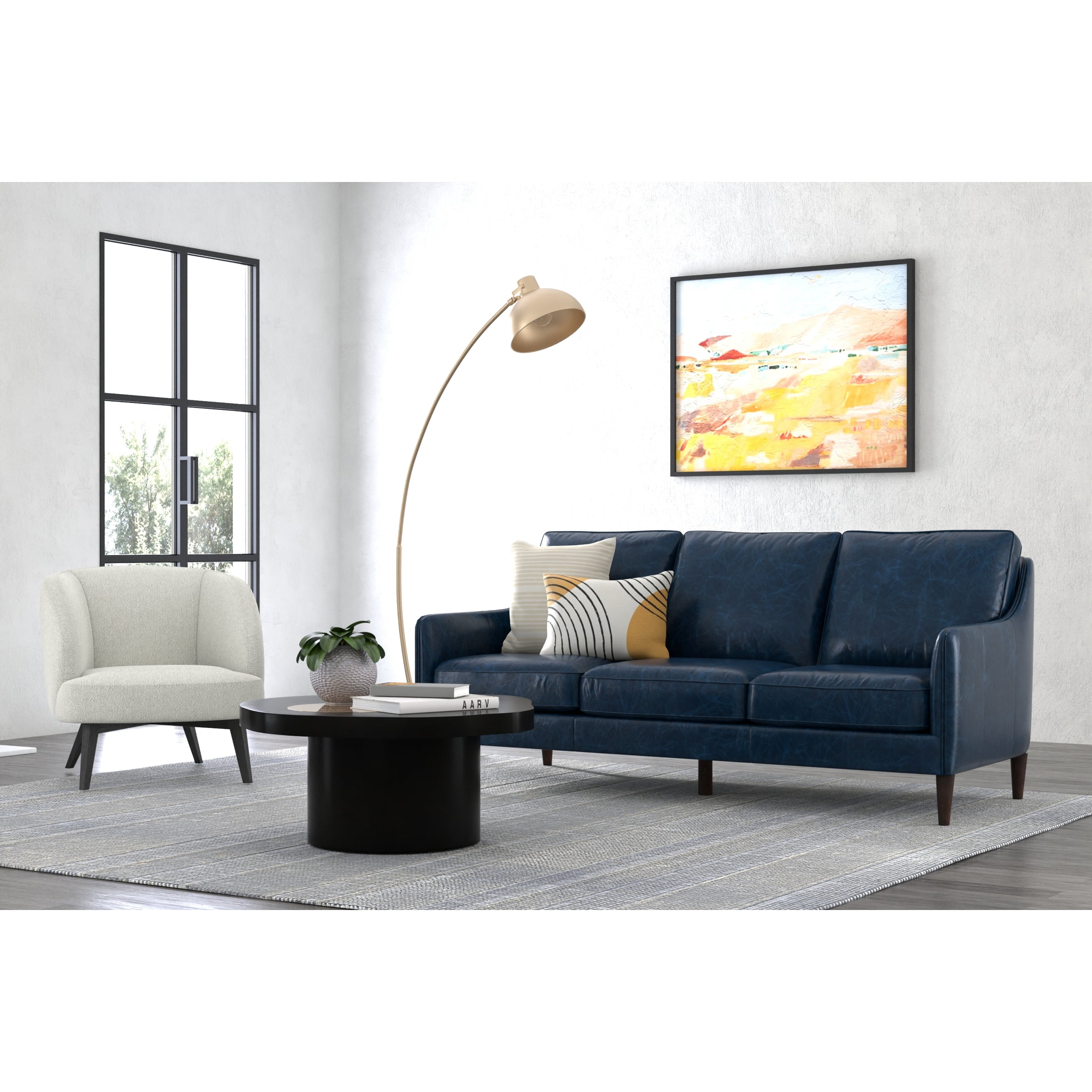 Alehandro Leather Sofa - Chateau Blue