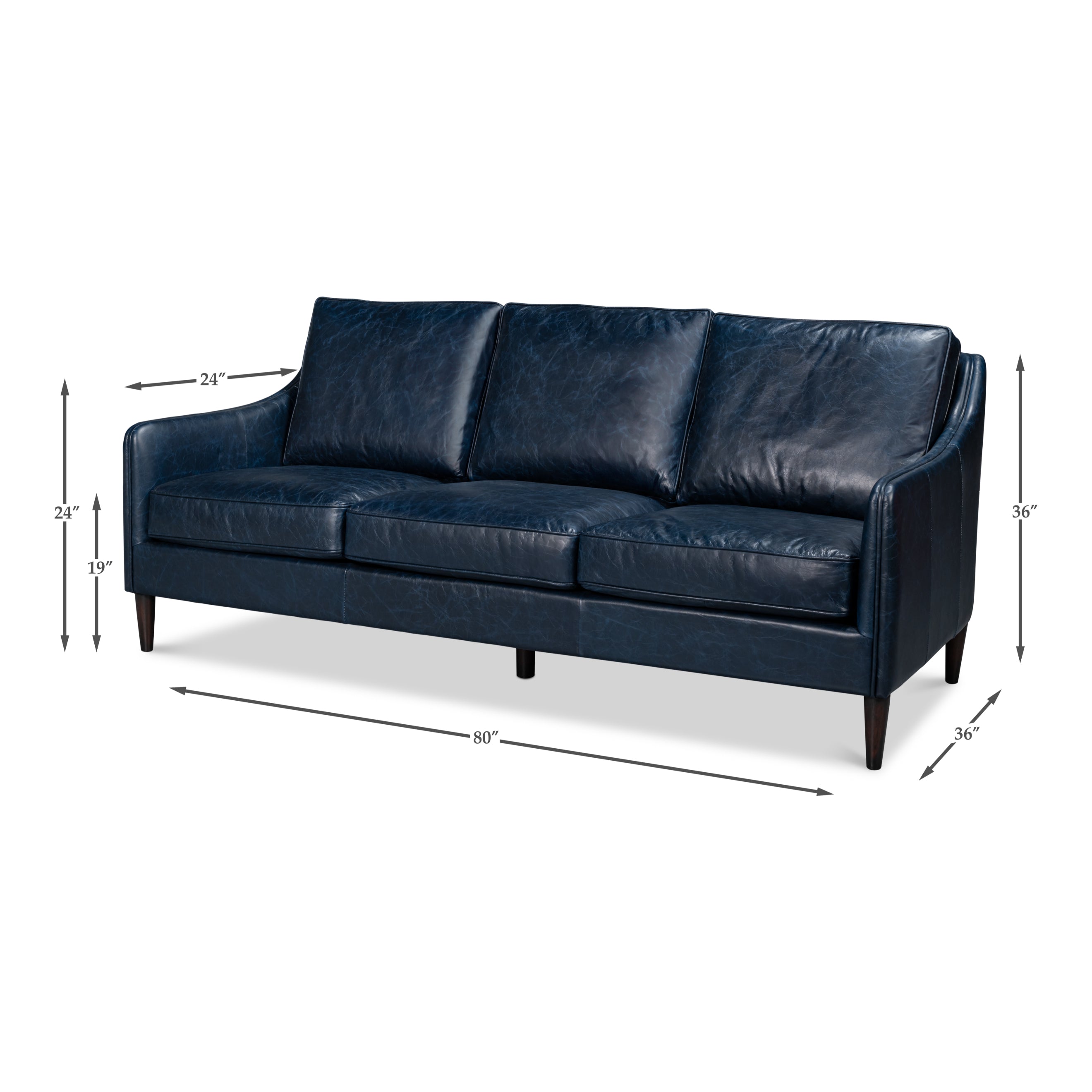 Alehandro Leather Sofa - Chateau Blue