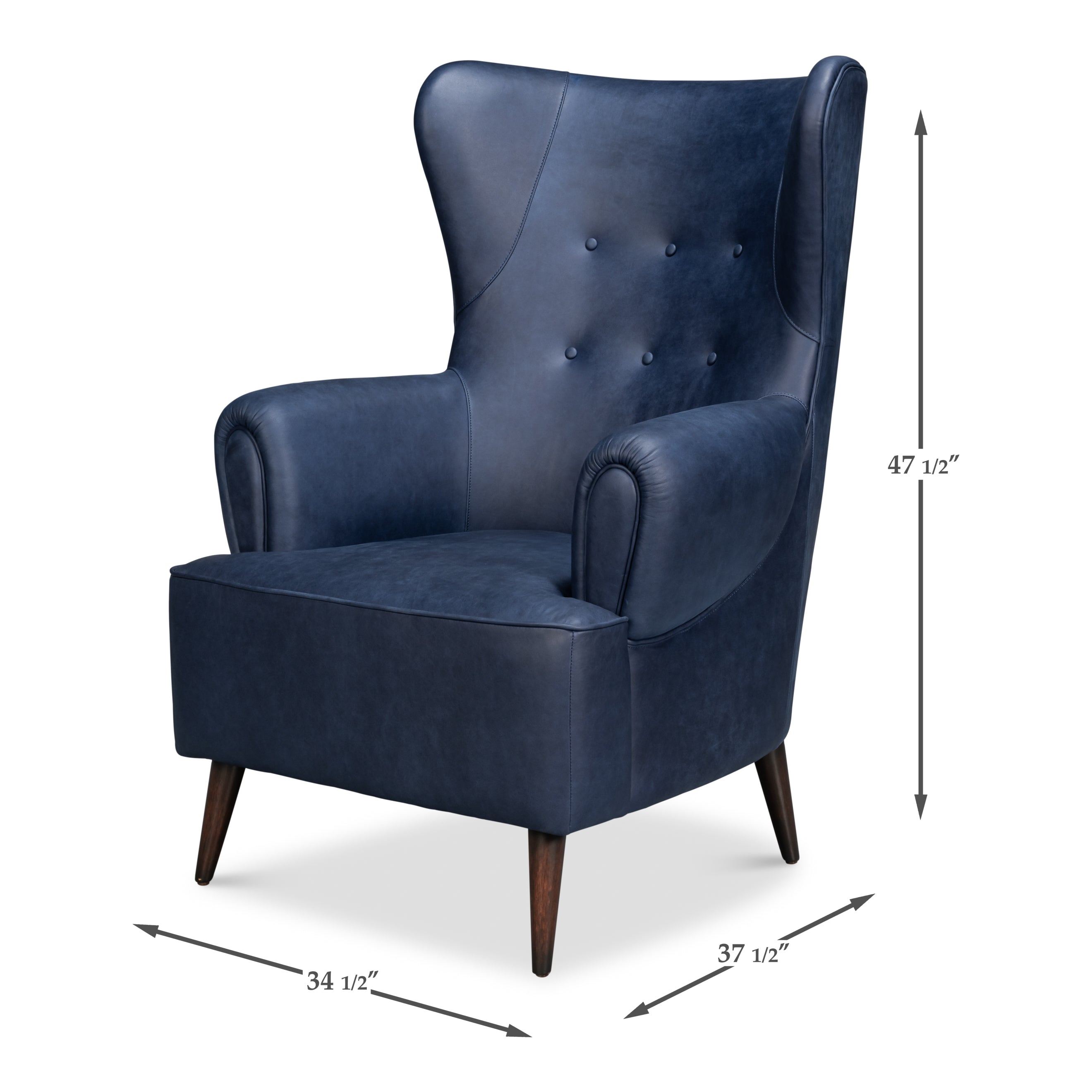 Hightower Distilled Leather Chair - Chateau Blue
