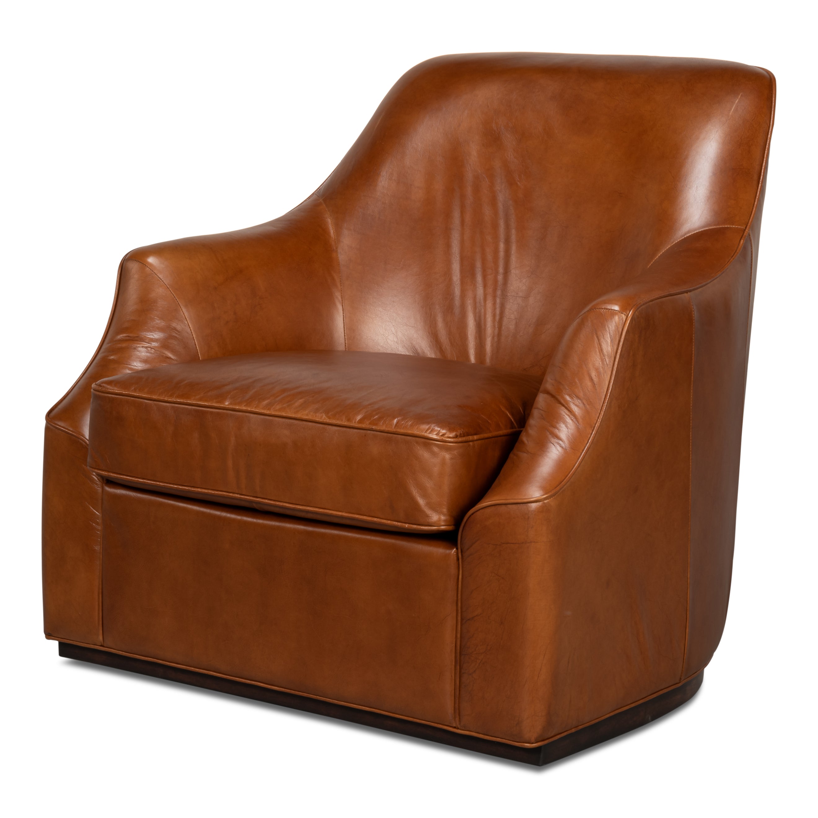 Parrish Distilled Leather Swivel Chair - Havana Brown