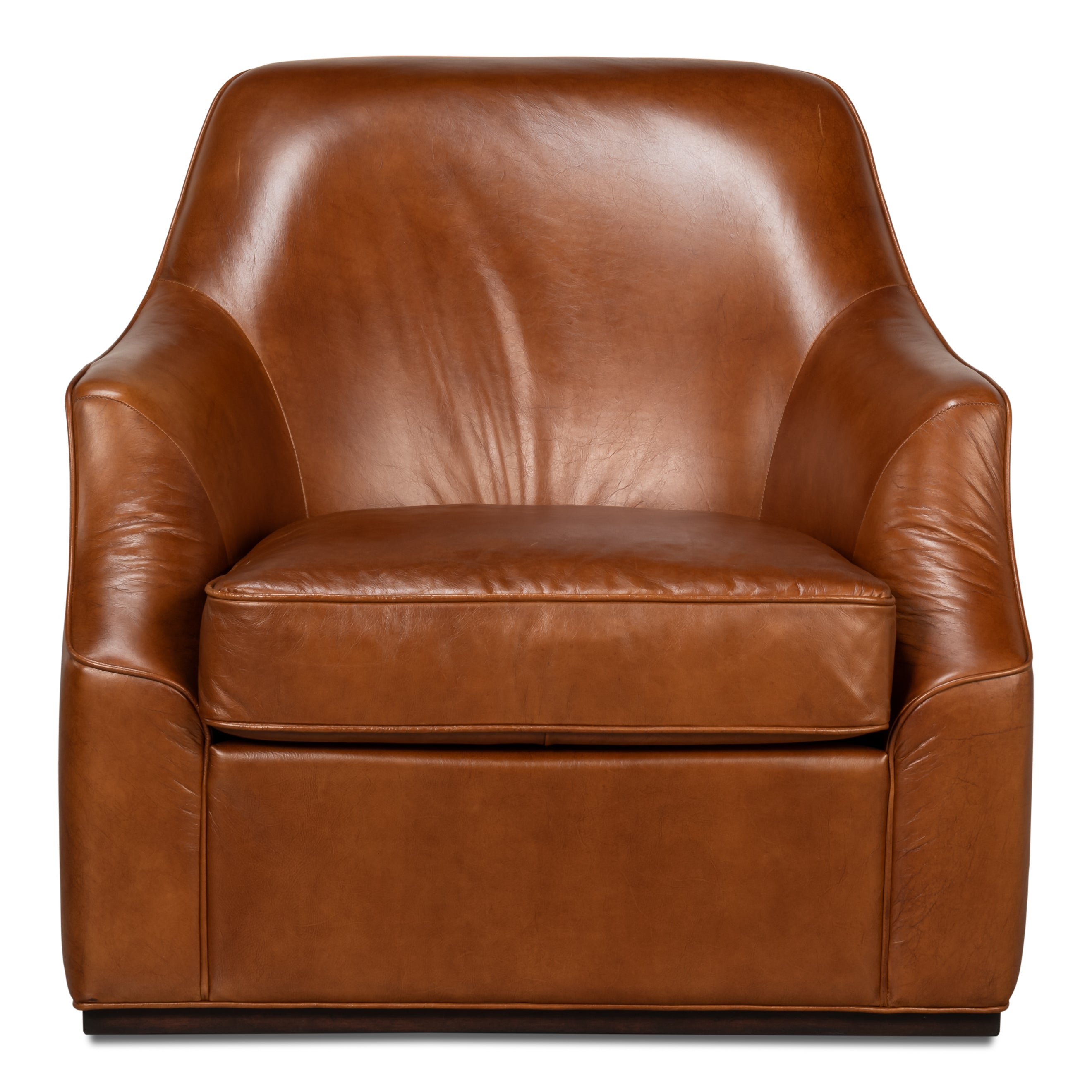 Parrish Distilled Leather Swivel Chair - Havana Brown
