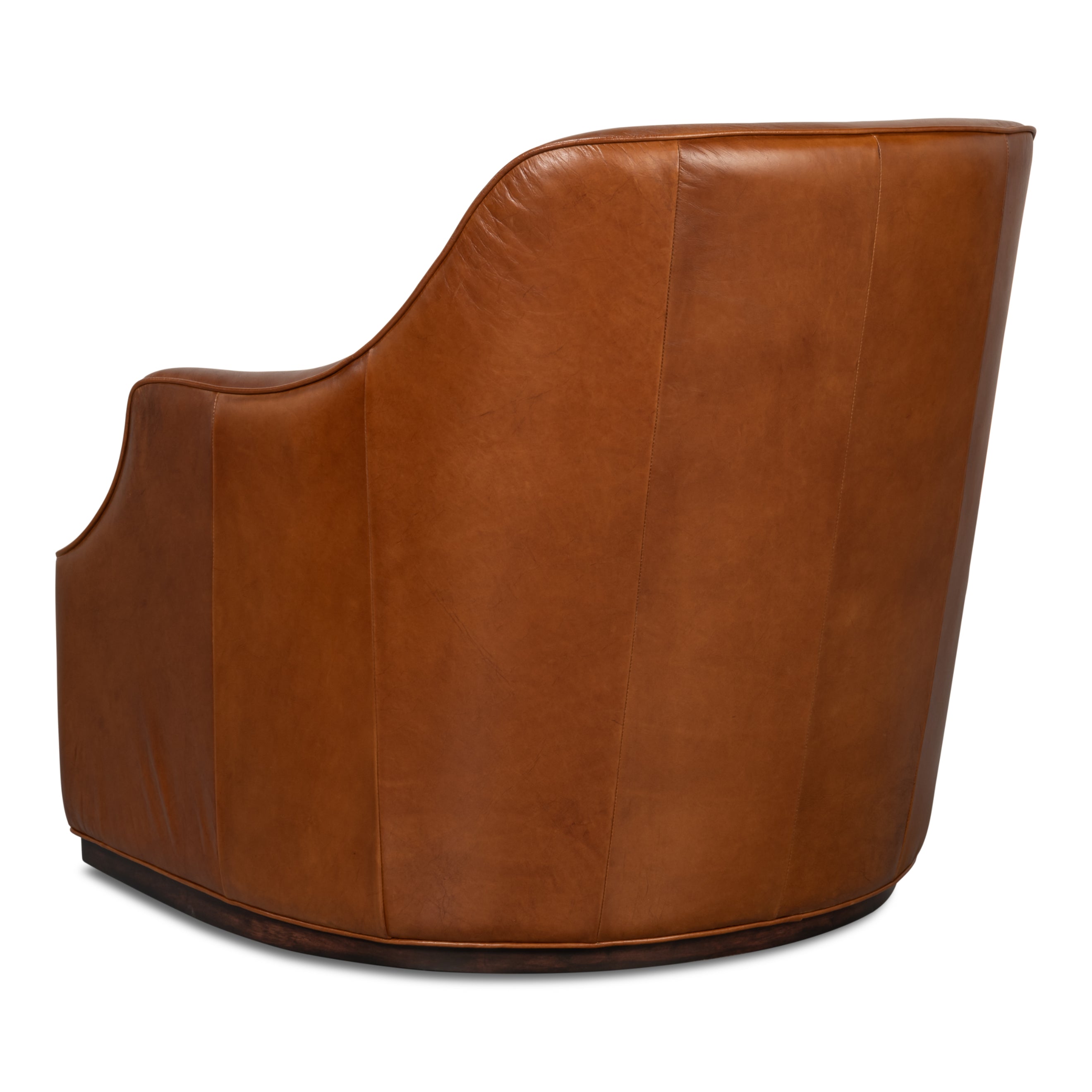 Parrish Distilled Leather Swivel Chair - Havana Brown