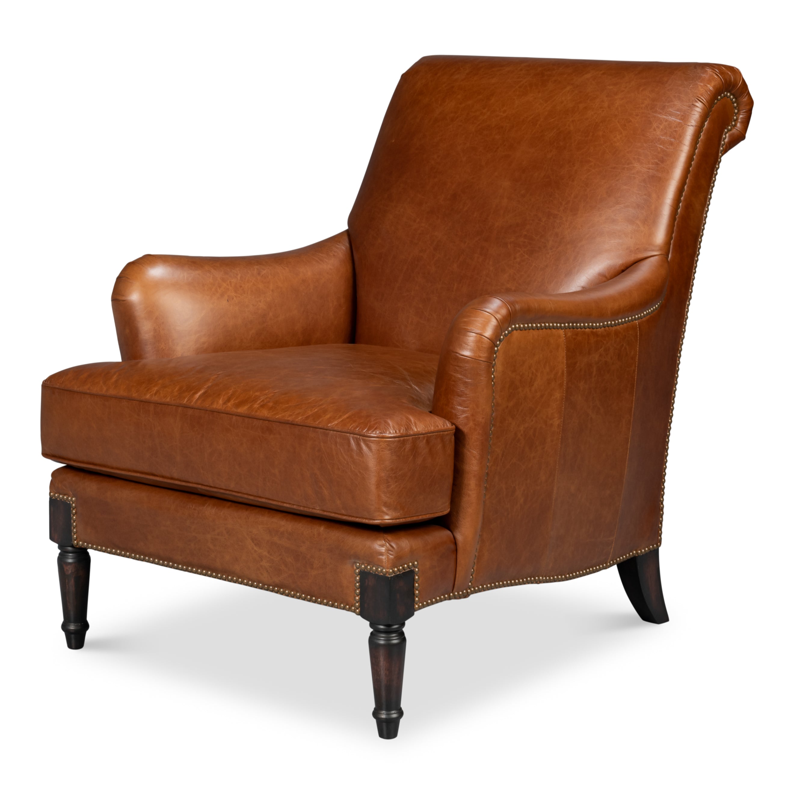Gaston Distilled Leather Chair - Brown