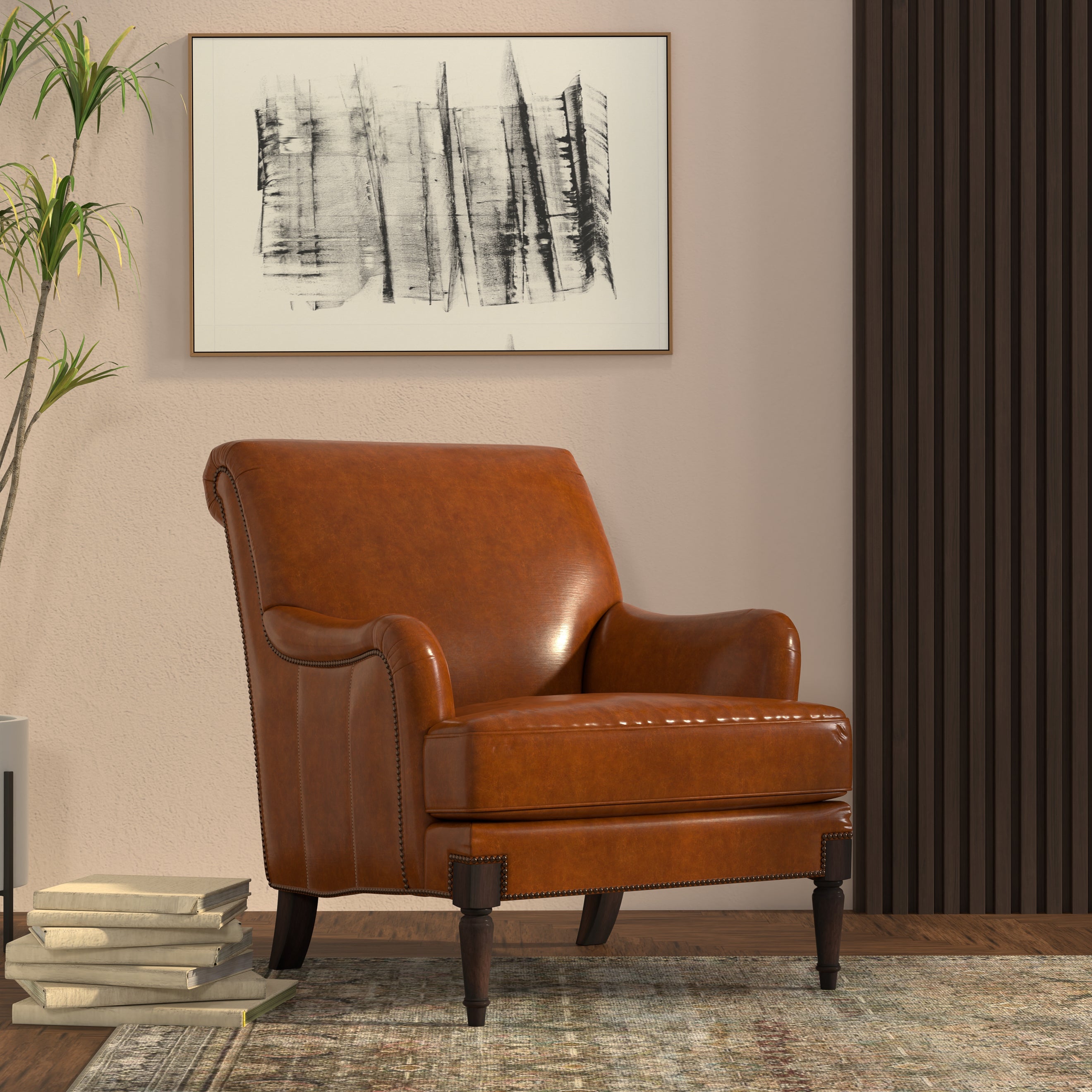 Gaston Distilled Leather Chair - Brown